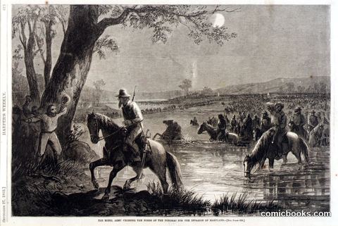 The Rebel Army Crossing the Fords of the Potomac for the Invasion of Maryland