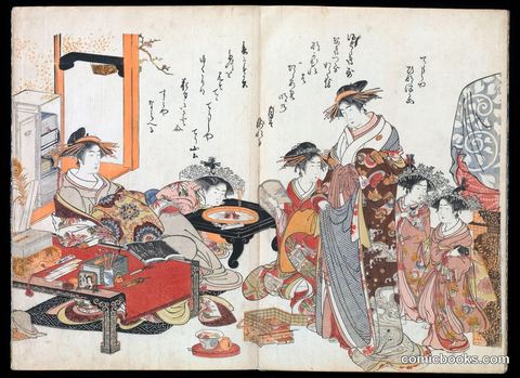 Courtesans of the Yoshiwara, from an Album of Their Verse and Calligraphy