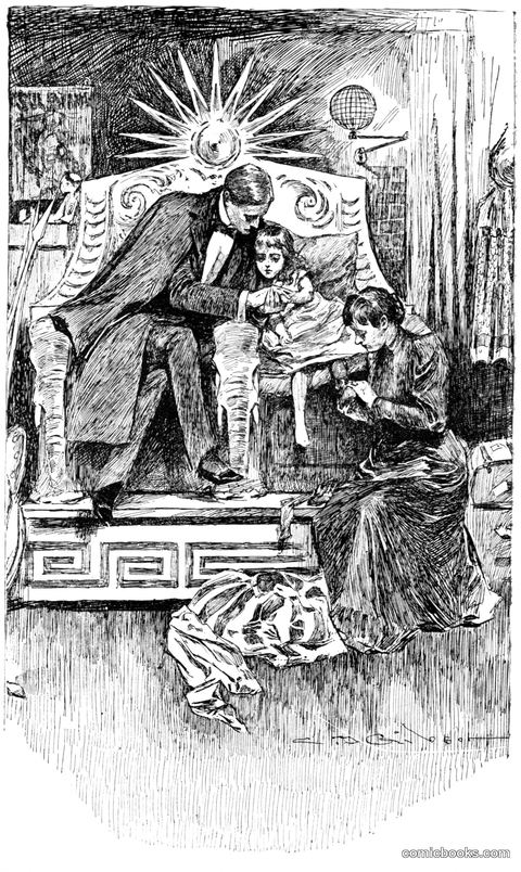 "Can I sit up here beside you, or do you rule alone?" — Frontispiece for Van Bibber and Others