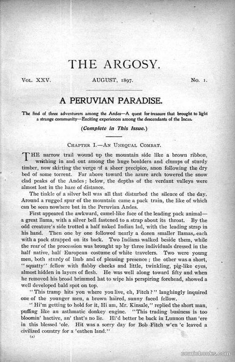 The Argosy, Vol. XXV, No. 1