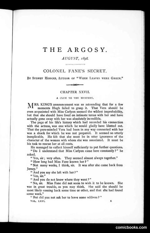 The Argosy, Vol. 66