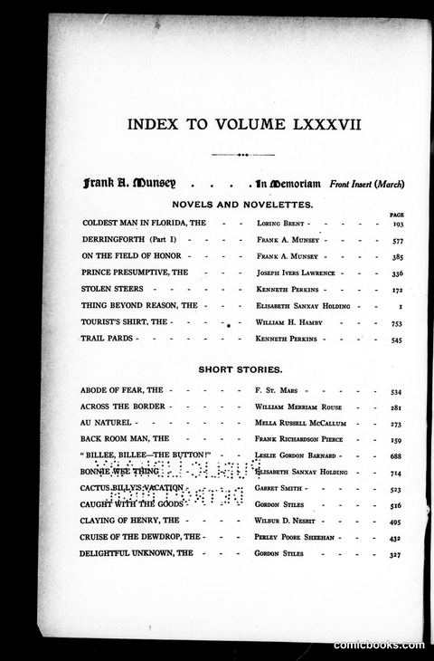 Munsey's Magazine, Volume LXXXVII