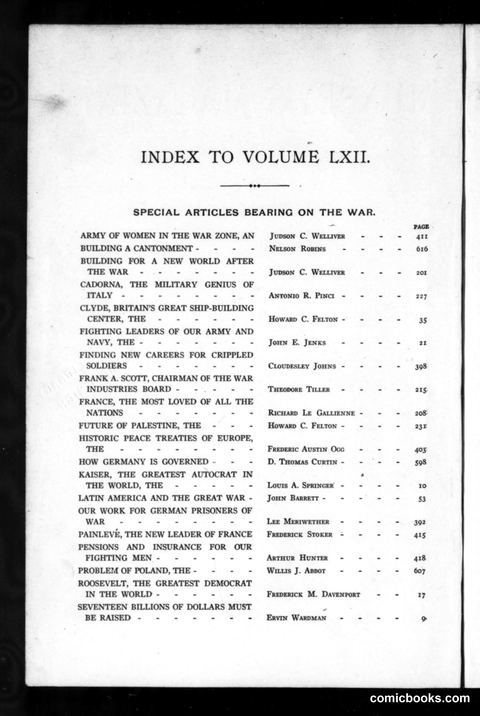 Munsey's Magazine, Volume 62 Index