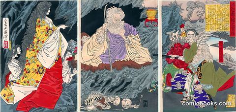 Legendary Scene in a Cavern (triptych)