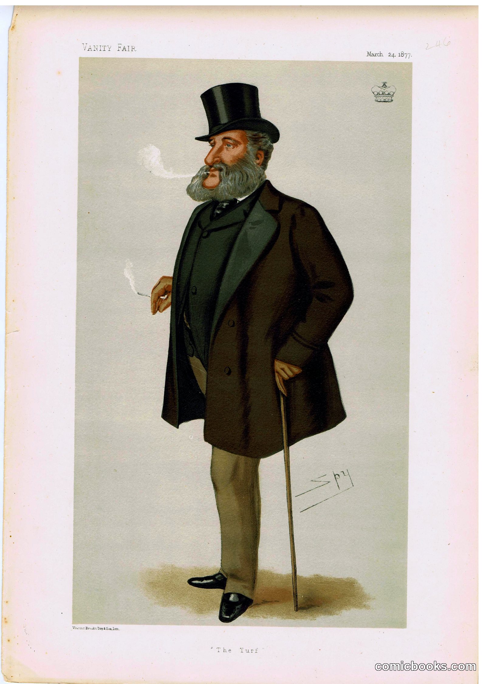 Lord Dorchester ('The Turf'), Vanity Fair, 1877 by Leslie Ward