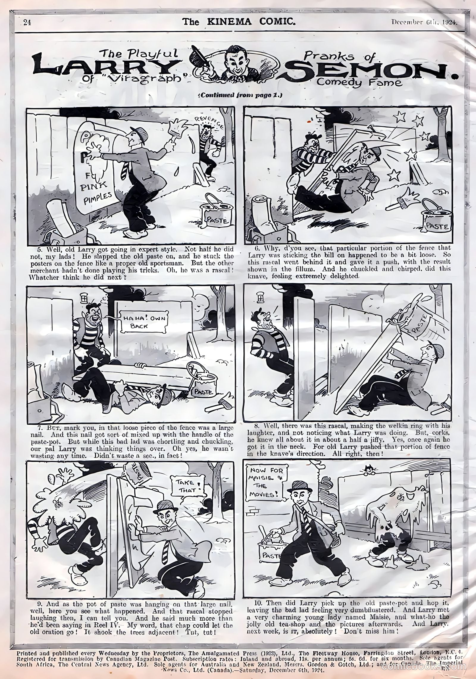 Kinema Comic #242 (1924) — page 10 of 10