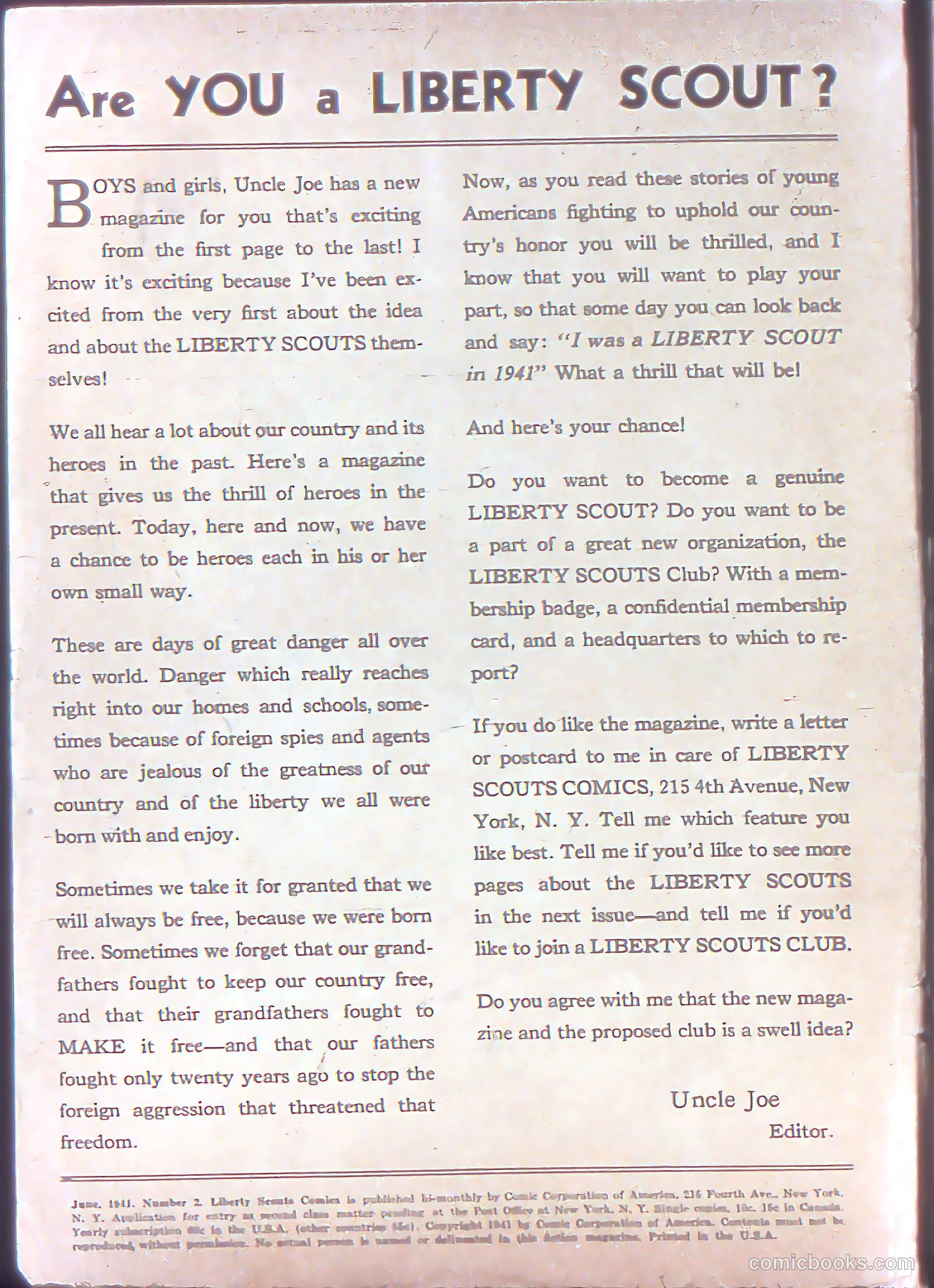 Liberty Scouts Comics #2 (1941) — page 3 of 69