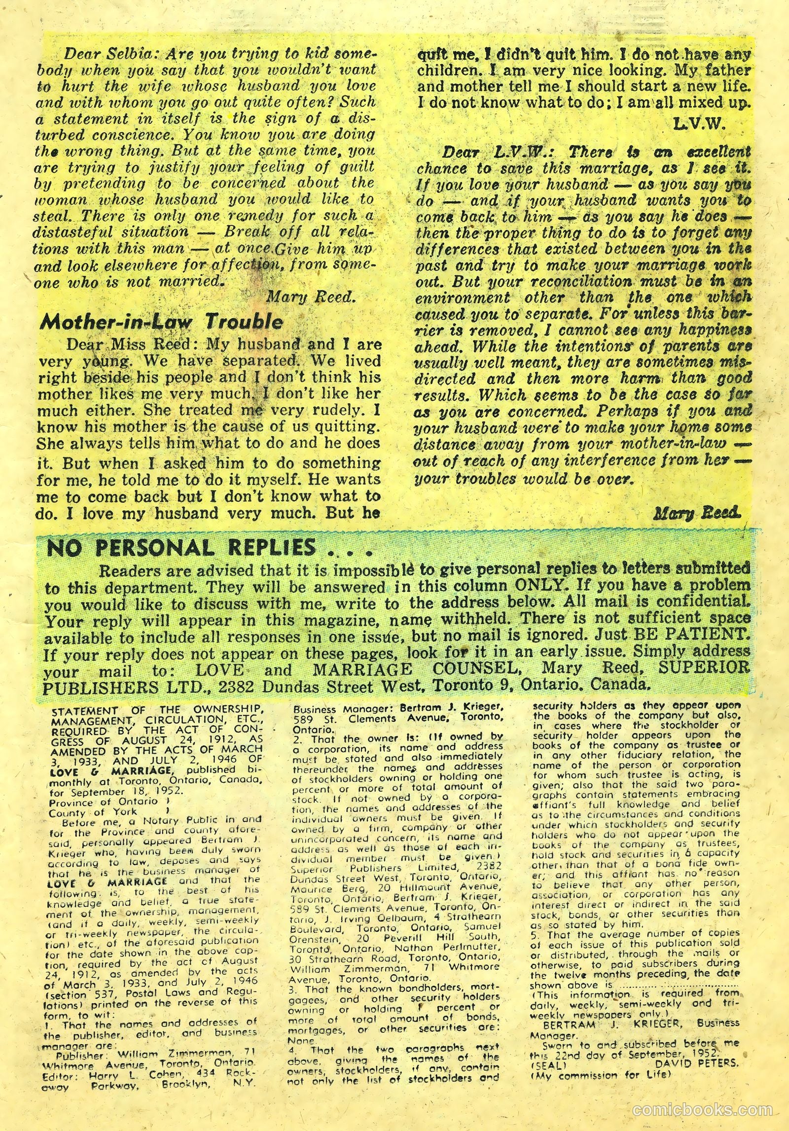 Love and Marriage #7 (1953) — page 19 of 36