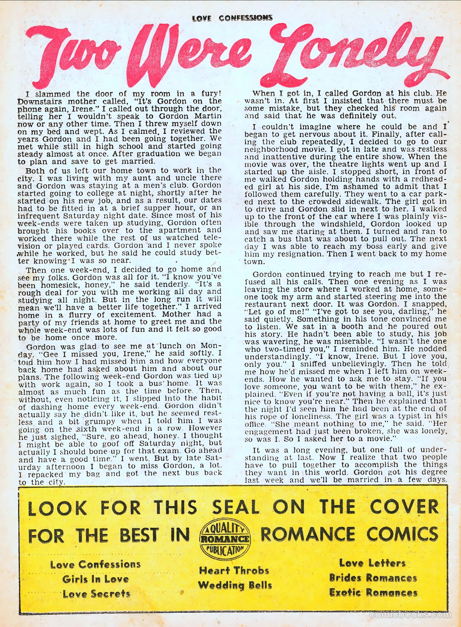 Love Confessions #49 (1956) — page 26 of 36