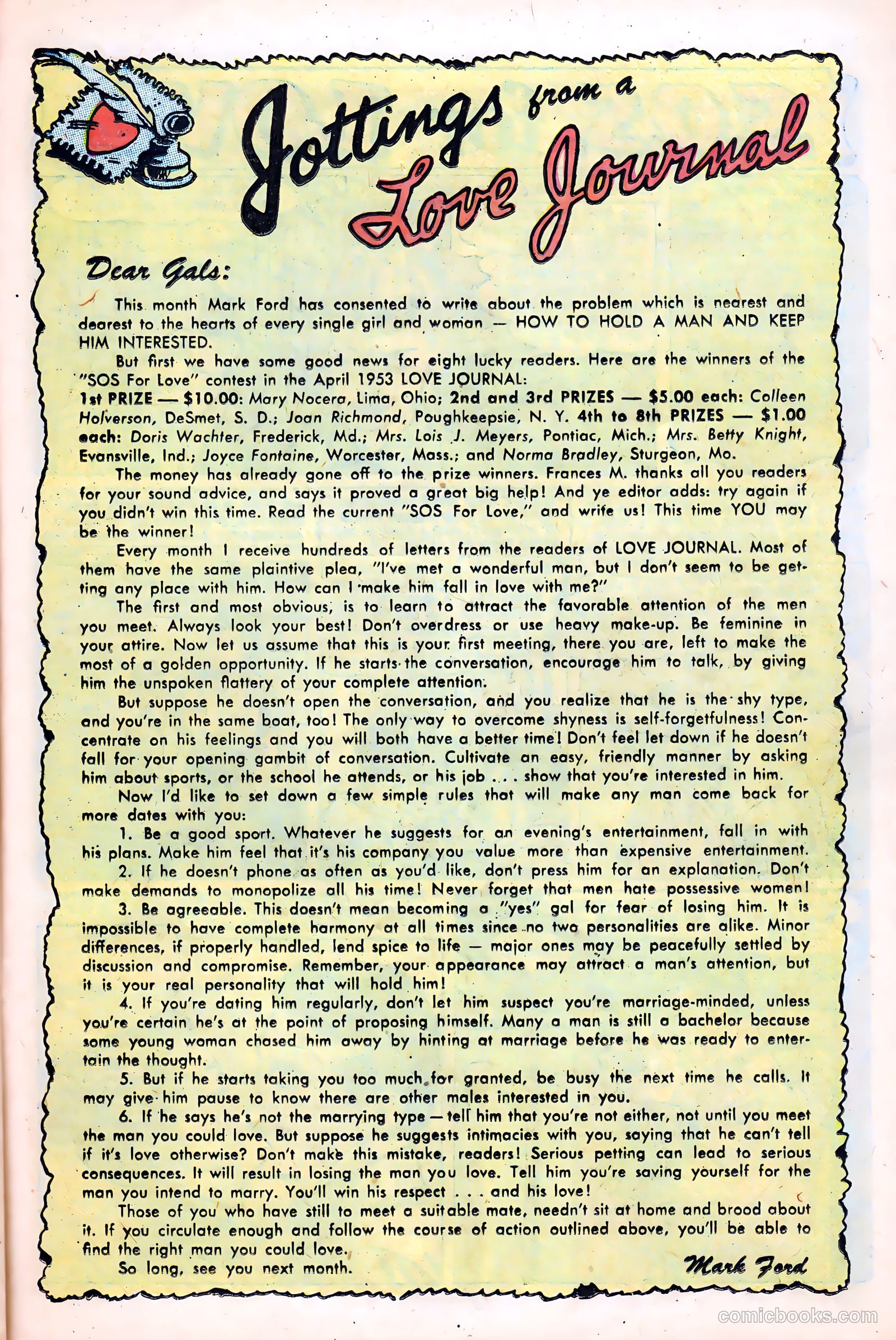 Love Journal #19 (1953) — page 21 of 36