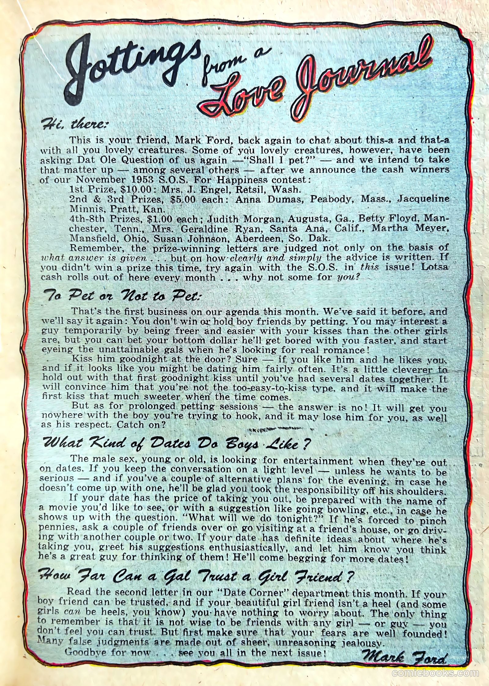 Love Journal #23 (1954) — page 21 of 36