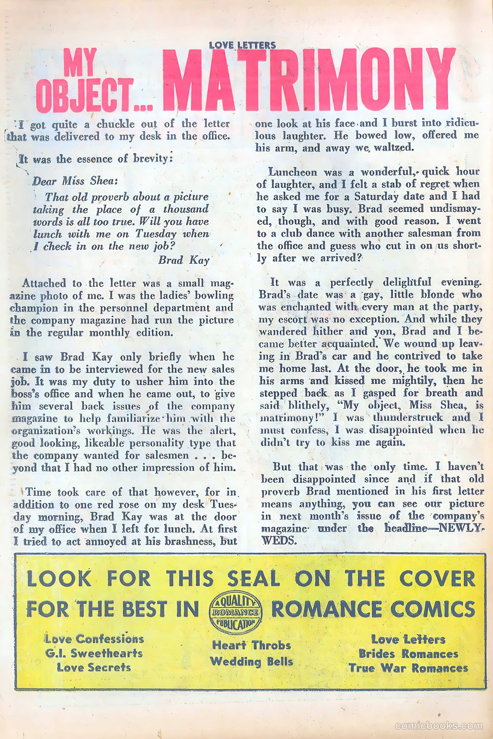 Love Letters #35 (1954) — page 26 of 36