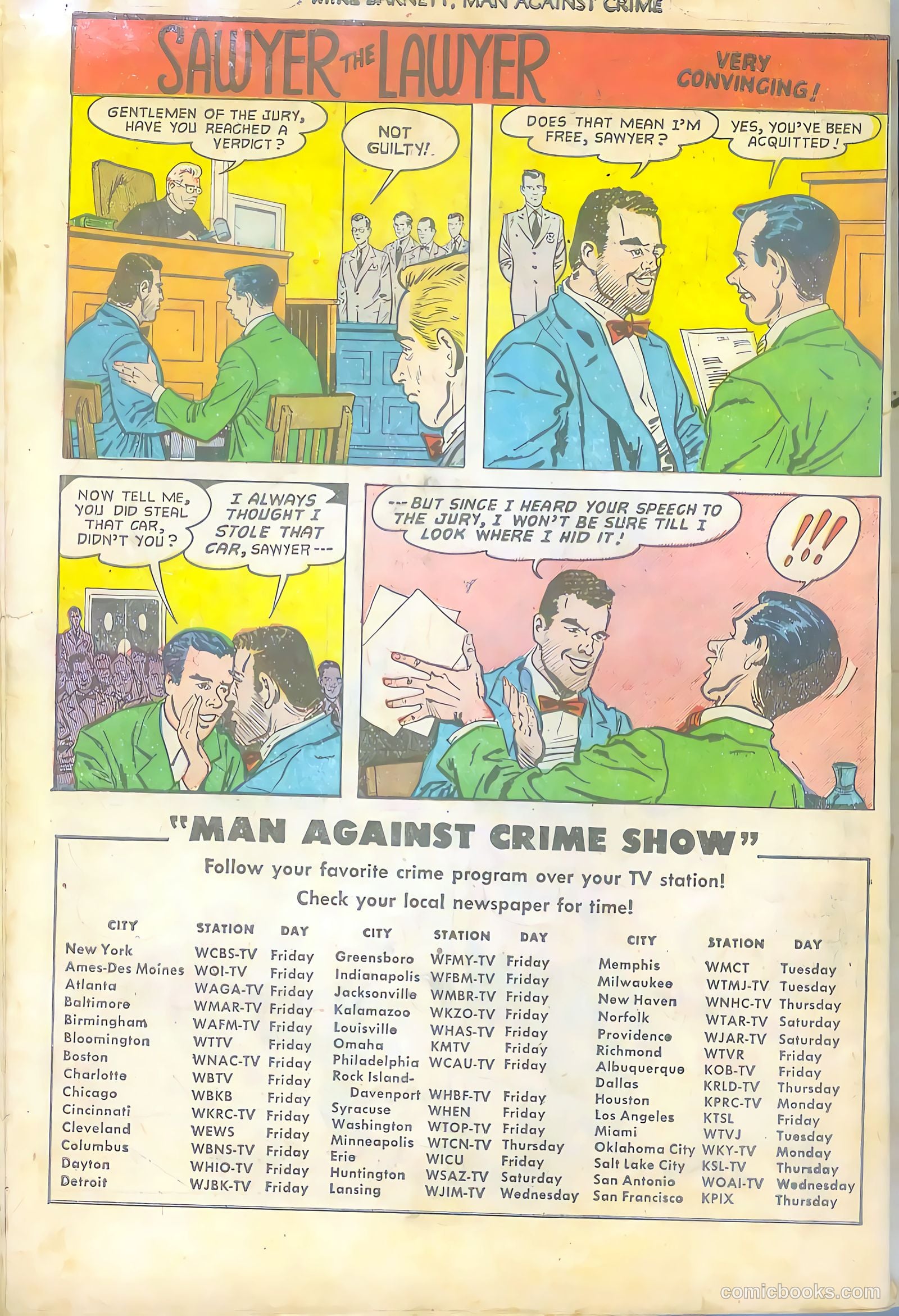 Mike Barnett, Man Against Crime #5 (1952) — page 34 of 36