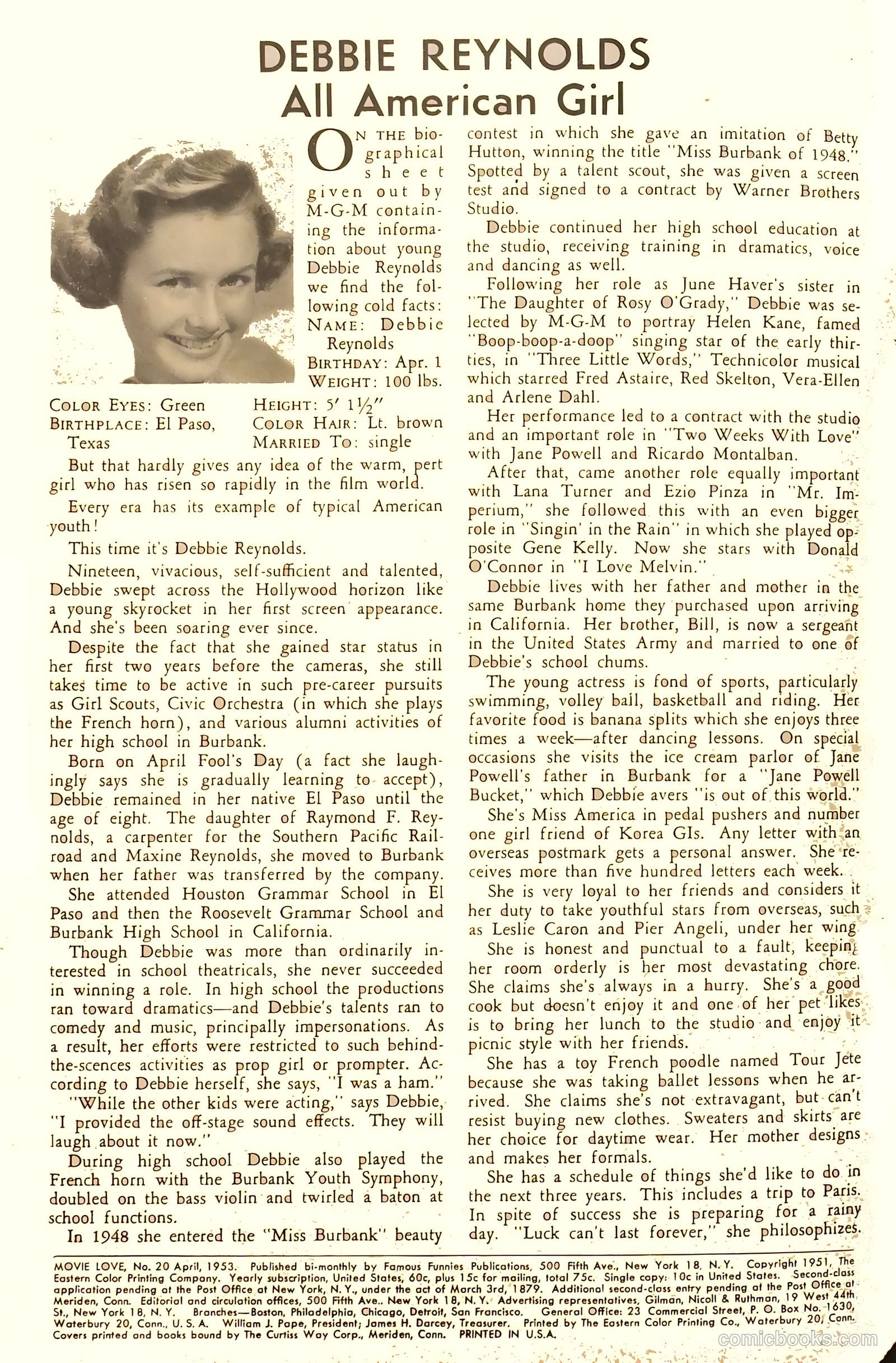 Movie Love #20 (1953) — page 2 of 36