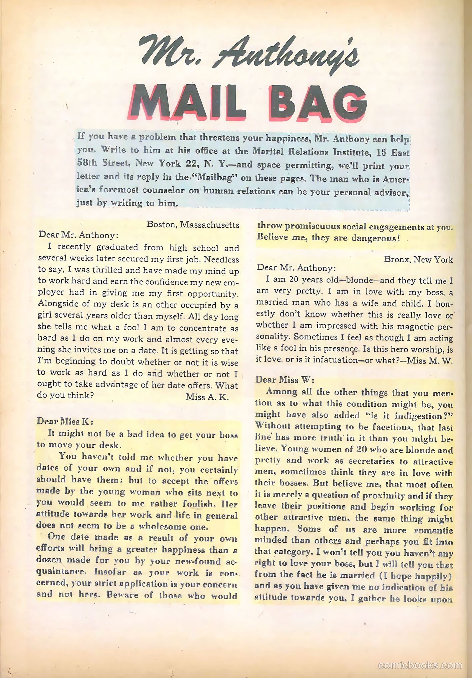 Mr. Anthony's Love Clinic #5 (1950) — page 38 of 52