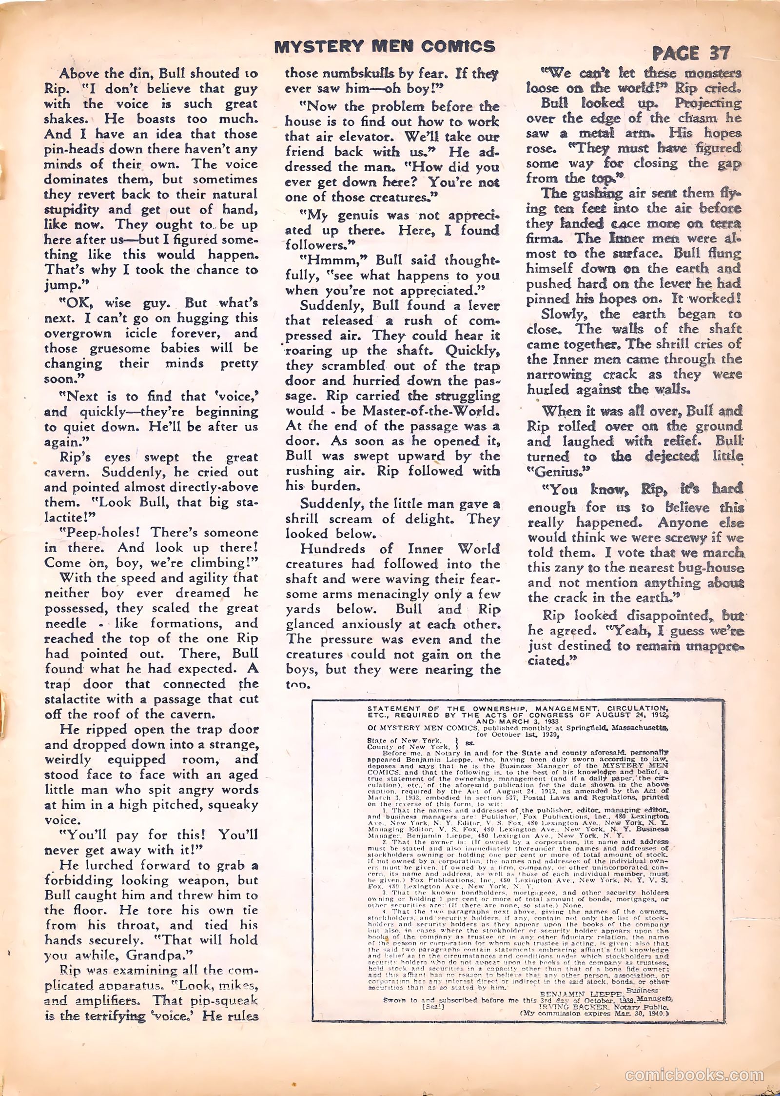 Mystery Men Comics #7 (1940) — page 39 of 68