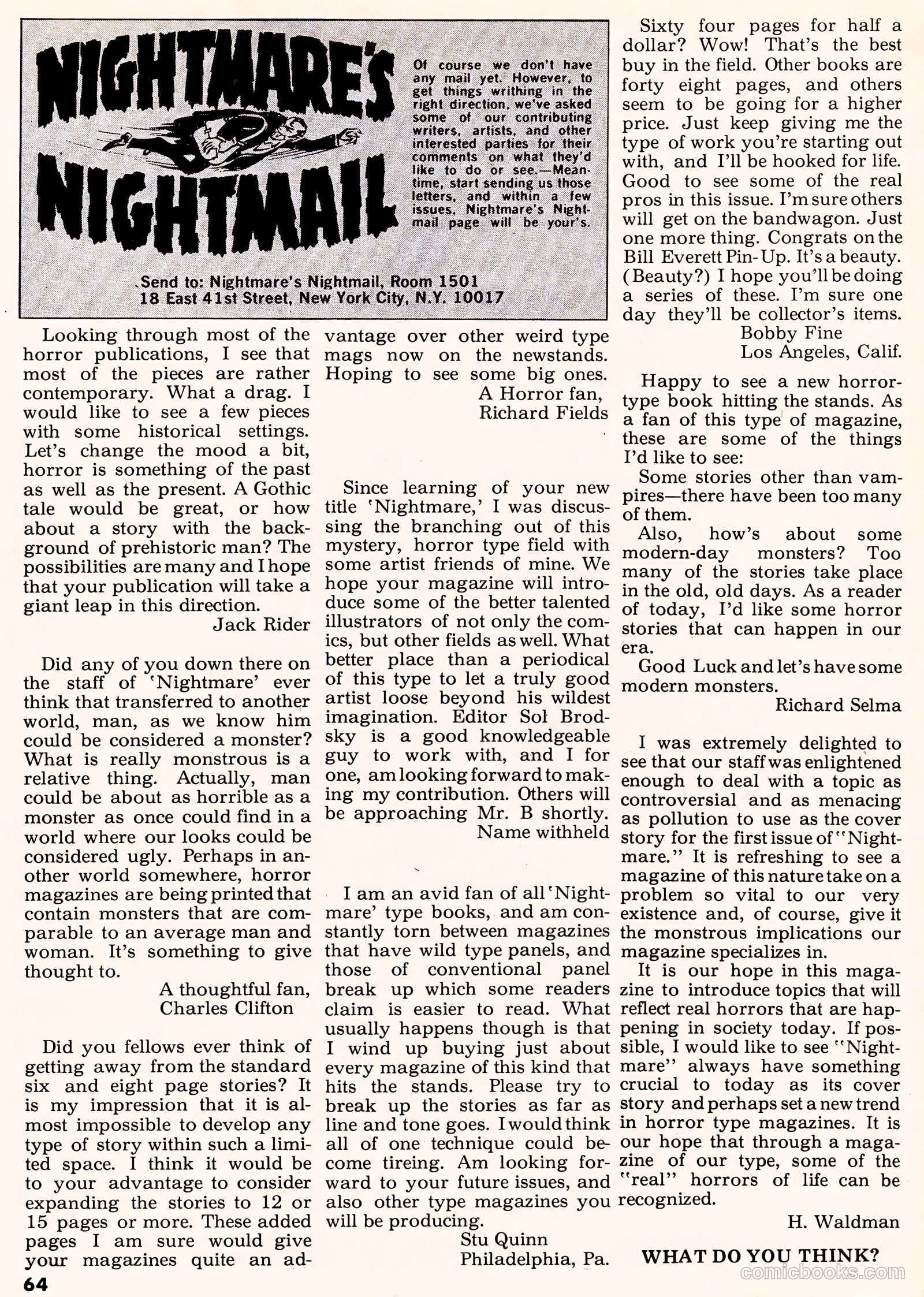 Nightmare #1 (1970) — page 66 of 68