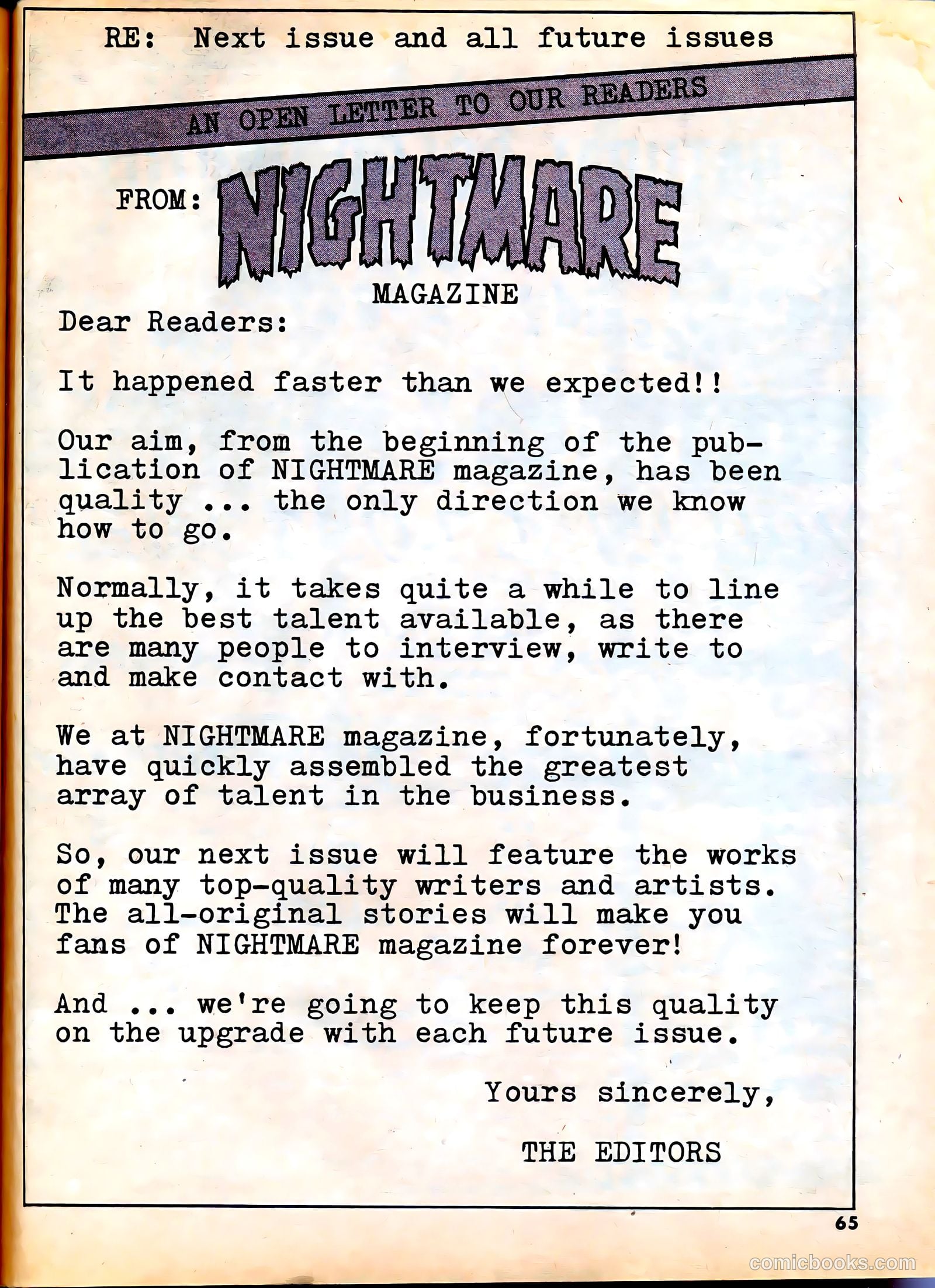Nightmare #2 (1971) — page 65 of 68