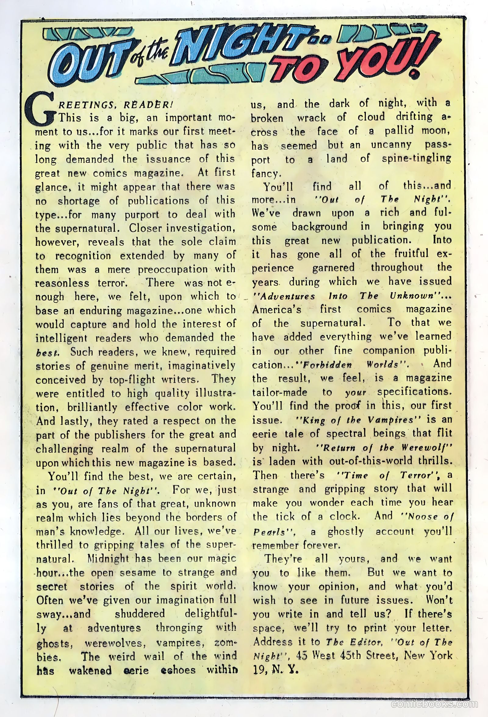 Out of the Night #1 (1952) — page 22 of 36