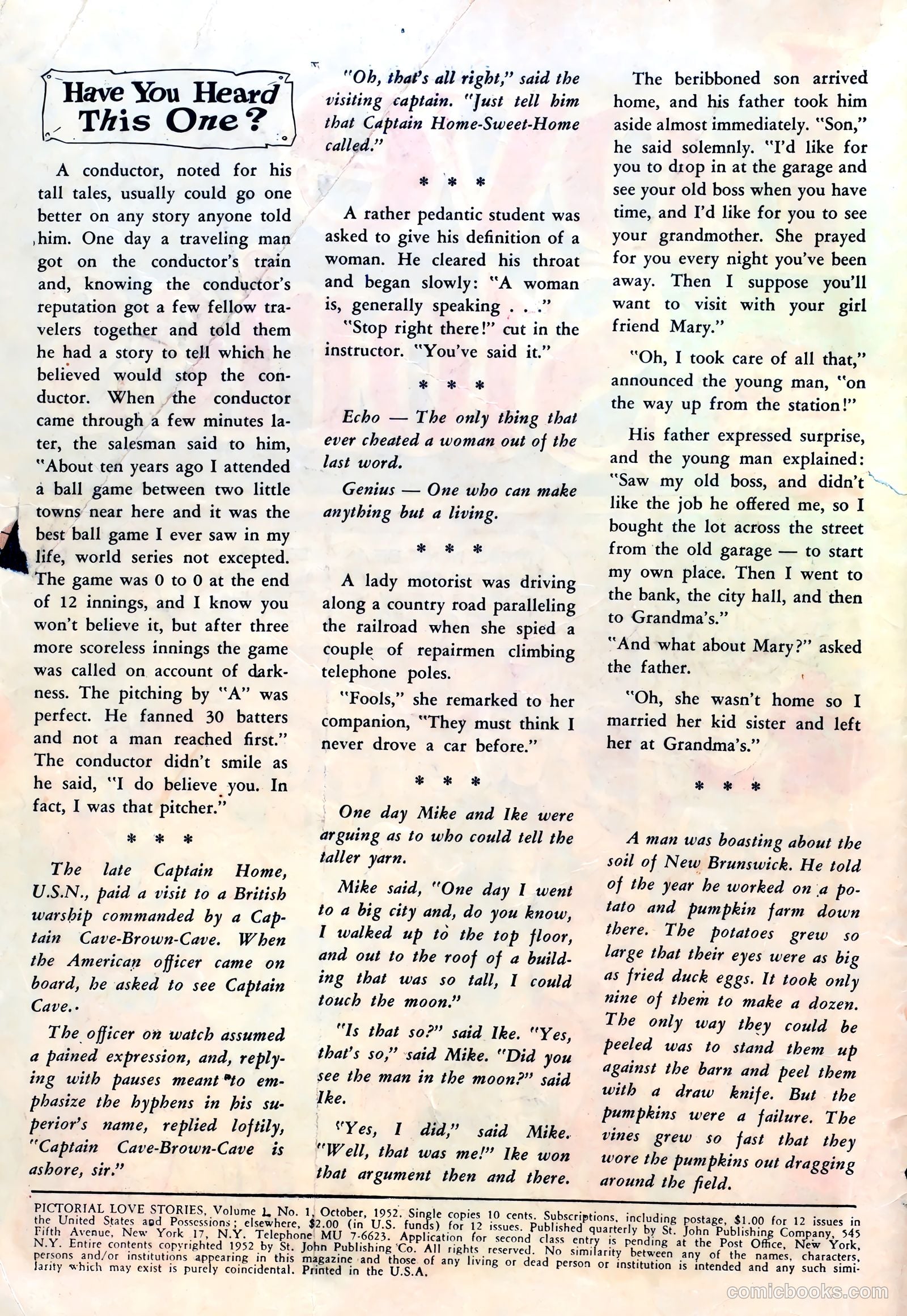 Pictorial Love Stories #1 (1952) — page 2 of 38