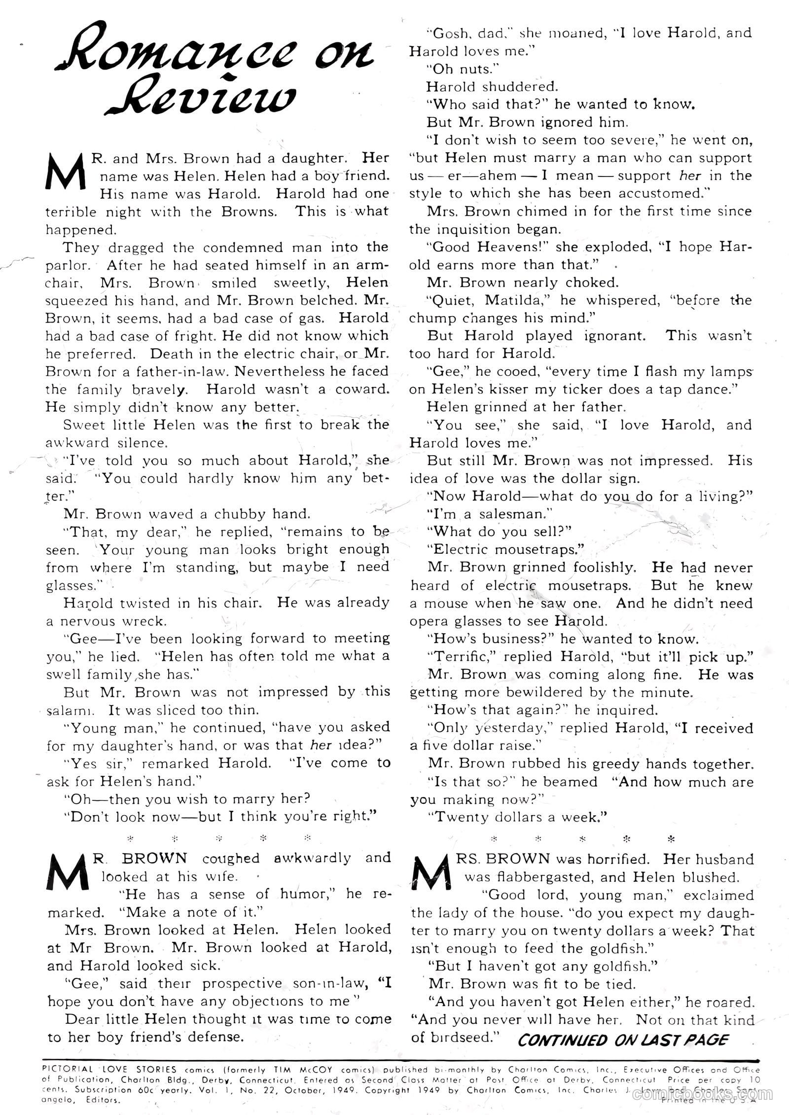 Pictorial Love Stories #22 (1949) — page 2 of 36
