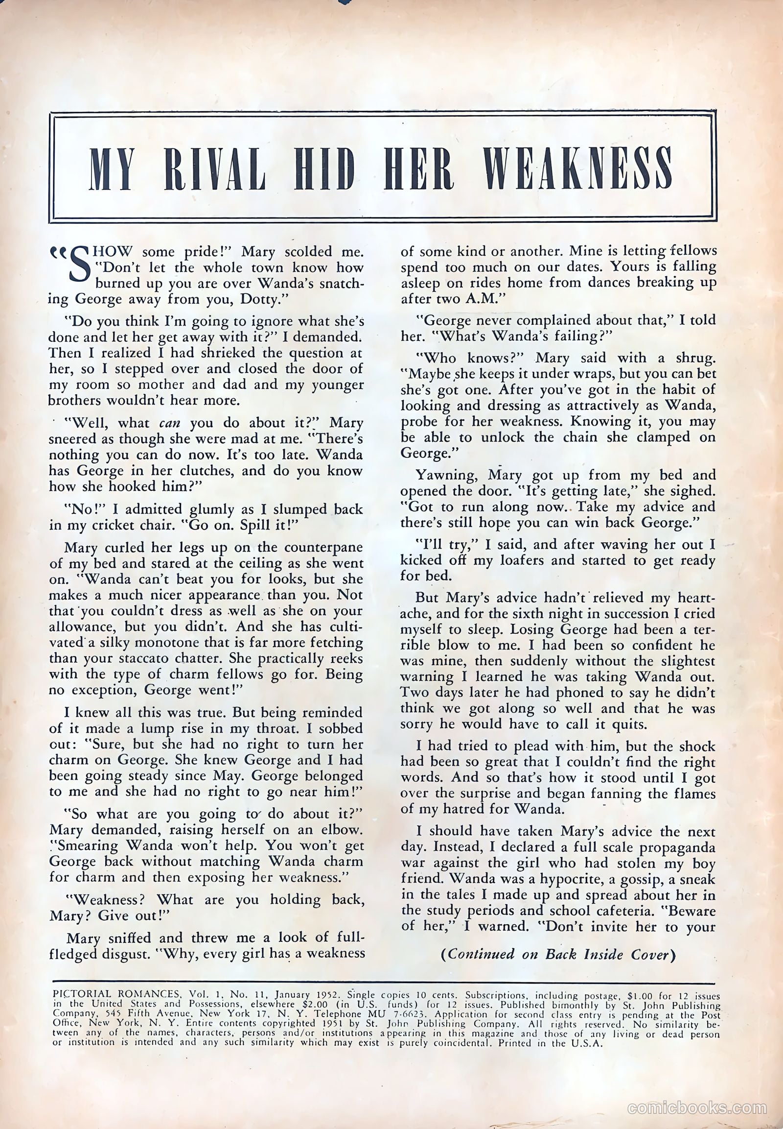 Pictorial Romances #11 (1952) — page 2 of 36