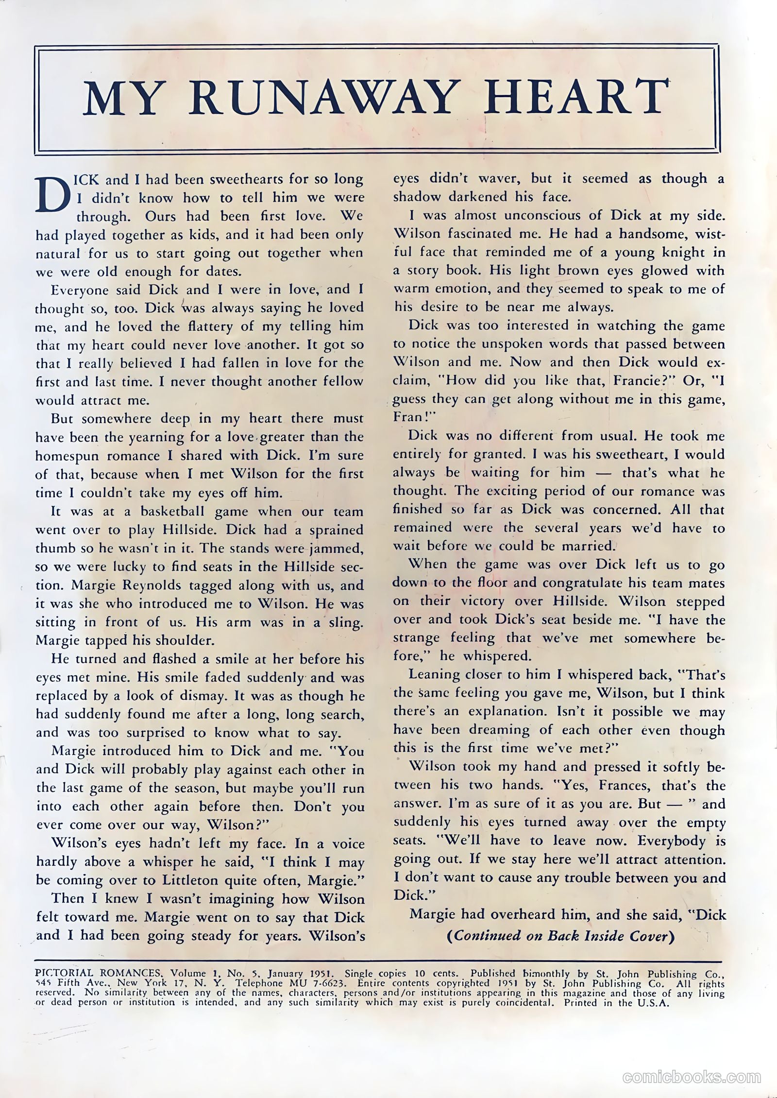 Pictorial Romances #5 (1951) — page 2 of 36