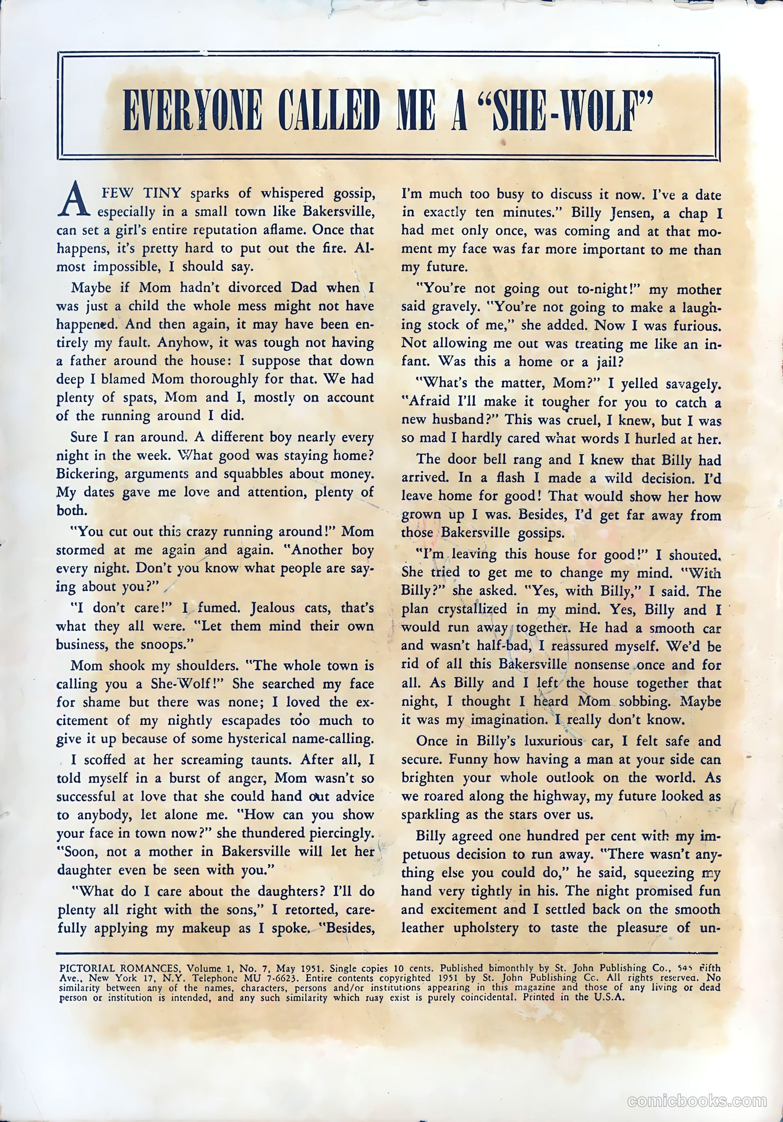 Pictorial Romances #7 (1951) — page 3 of 37