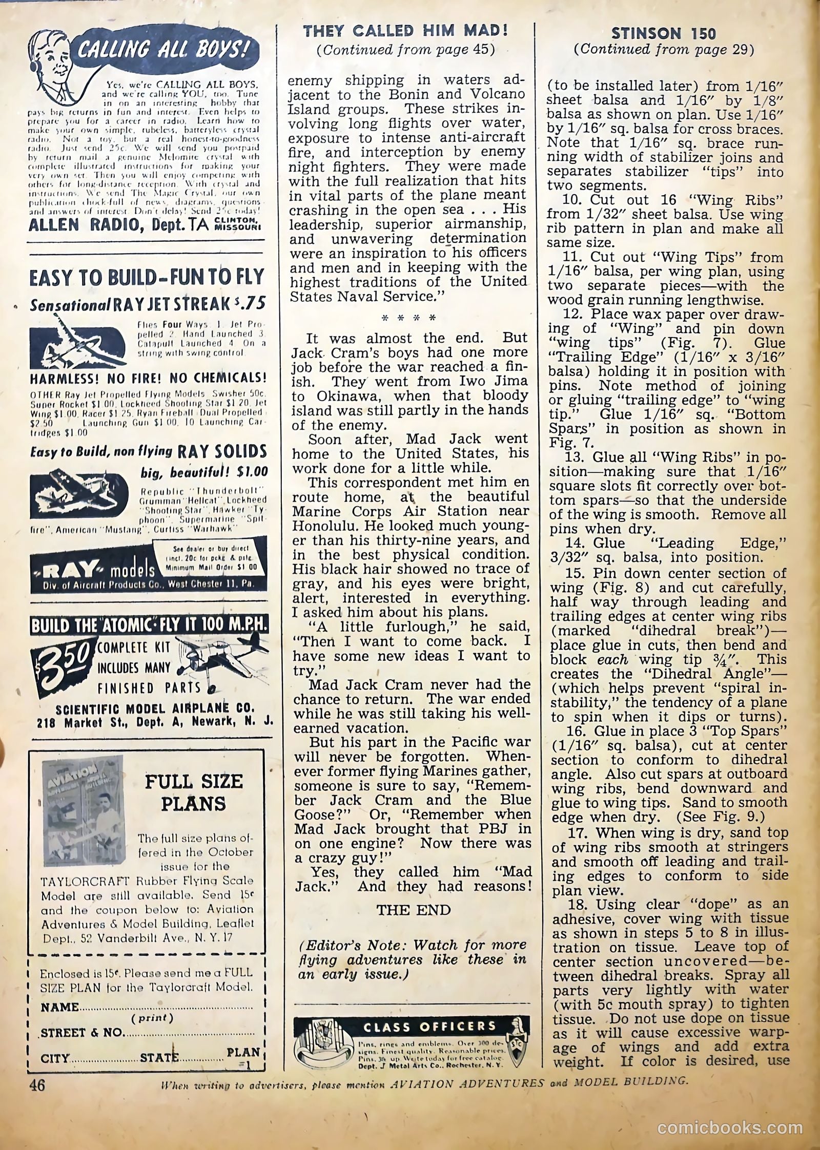 Aviation Adventures and Model Building #16 (1946) — page 45 of 51