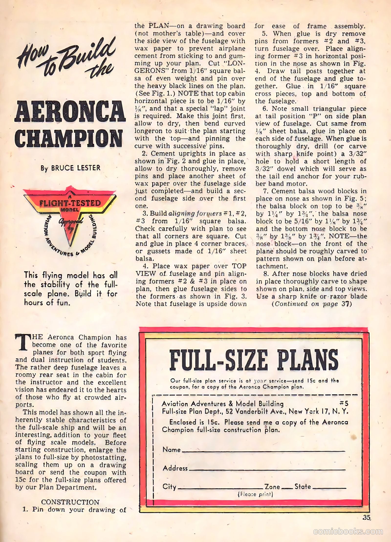 Aviation Adventures and Model Building #17 (1947) — page 35 of 60