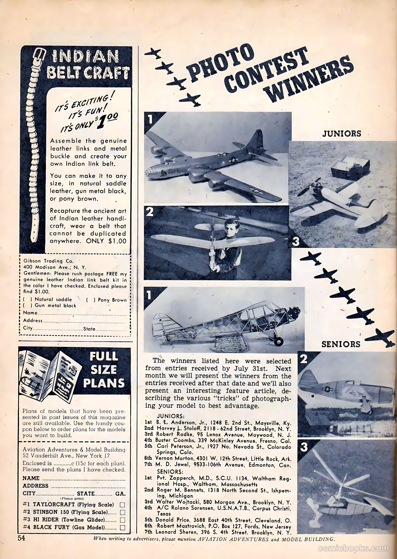 Aviation Adventures and Model Building #17 (1947) — page 54 of 60