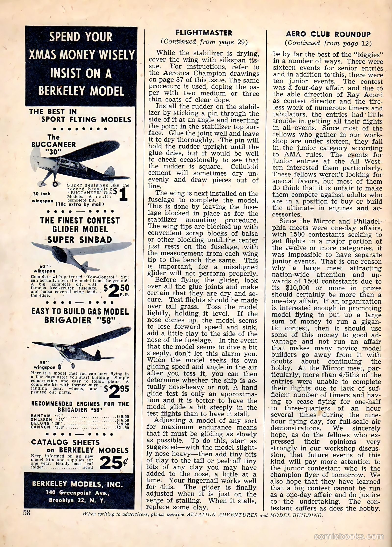 Aviation Adventures and Model Building #17 (1947) — page 58 of 60