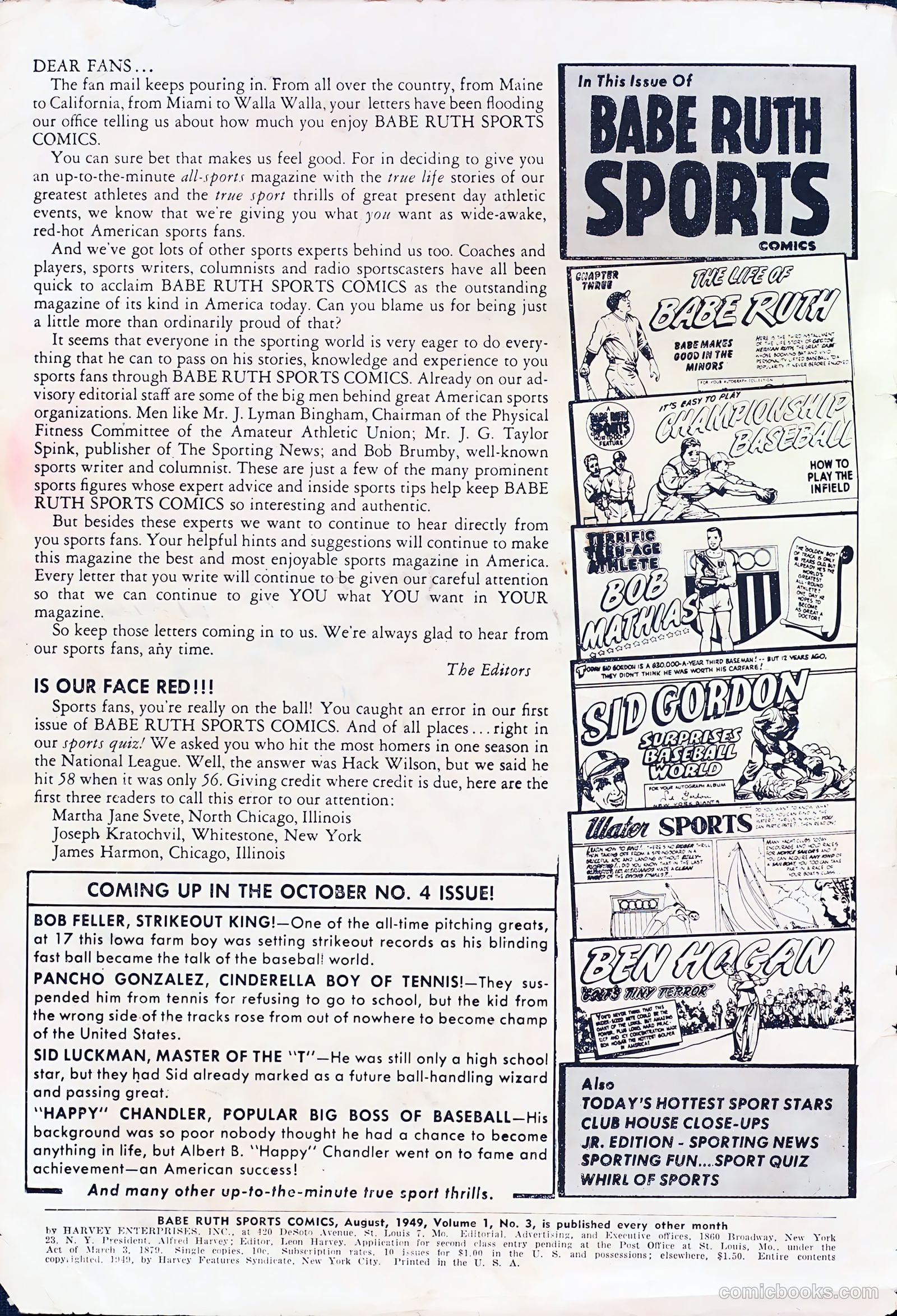 Babe Ruth Sports Comics #3 (1949) — page 2 of 36