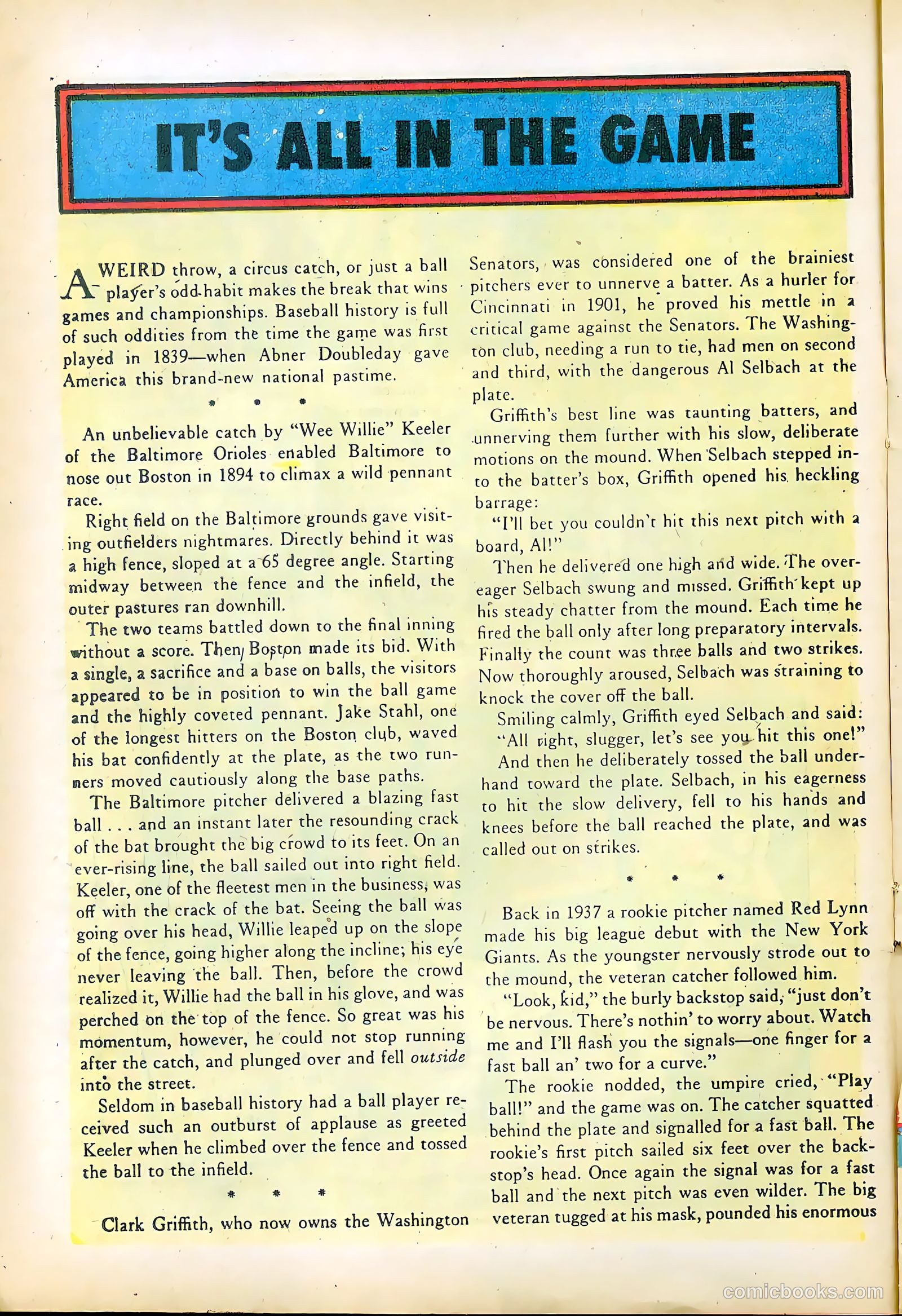 Baseball Thrills #3 (1952) — page 16 of 36