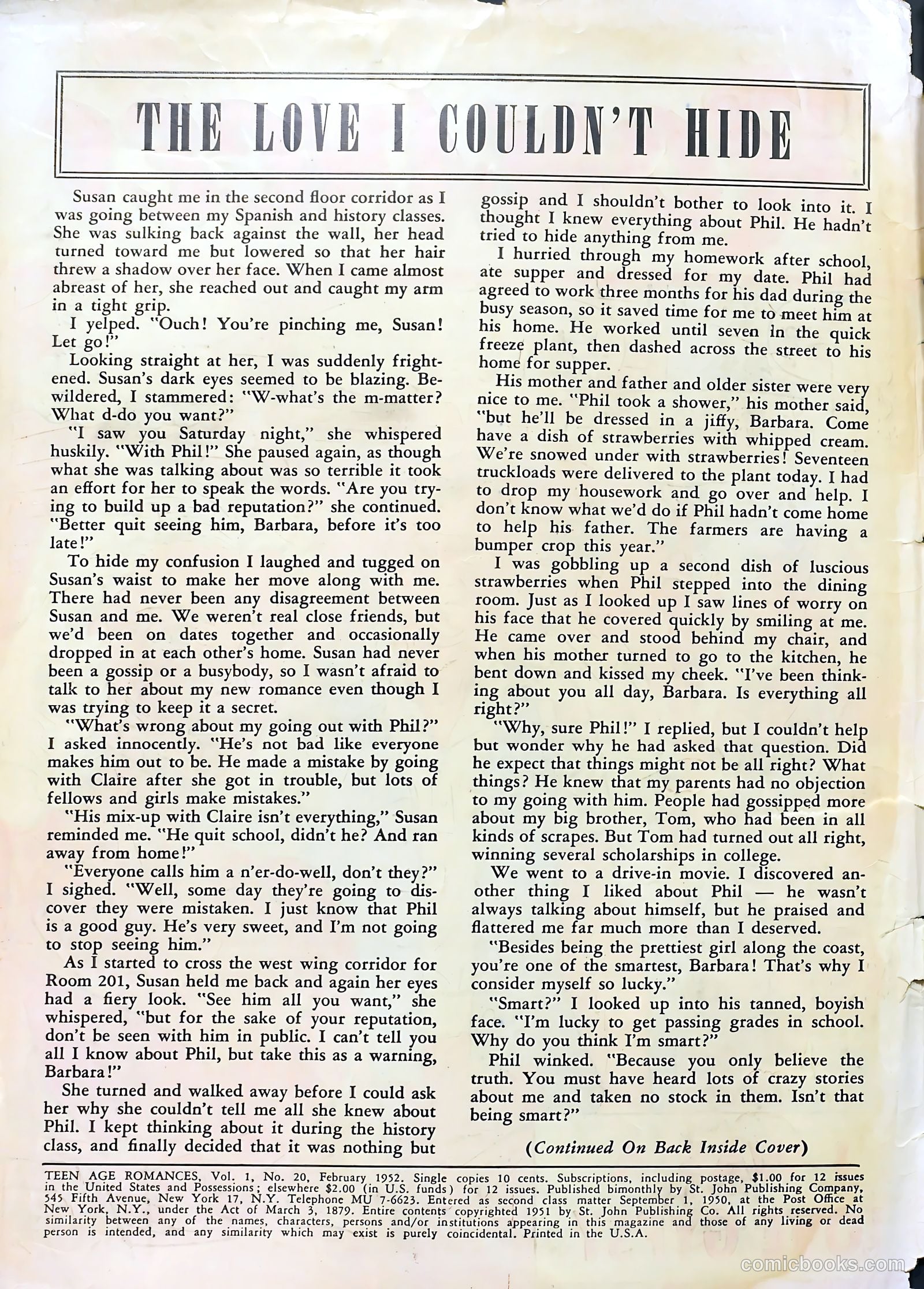 Teen-Age Romances #20 (1952) — page 2 of 36