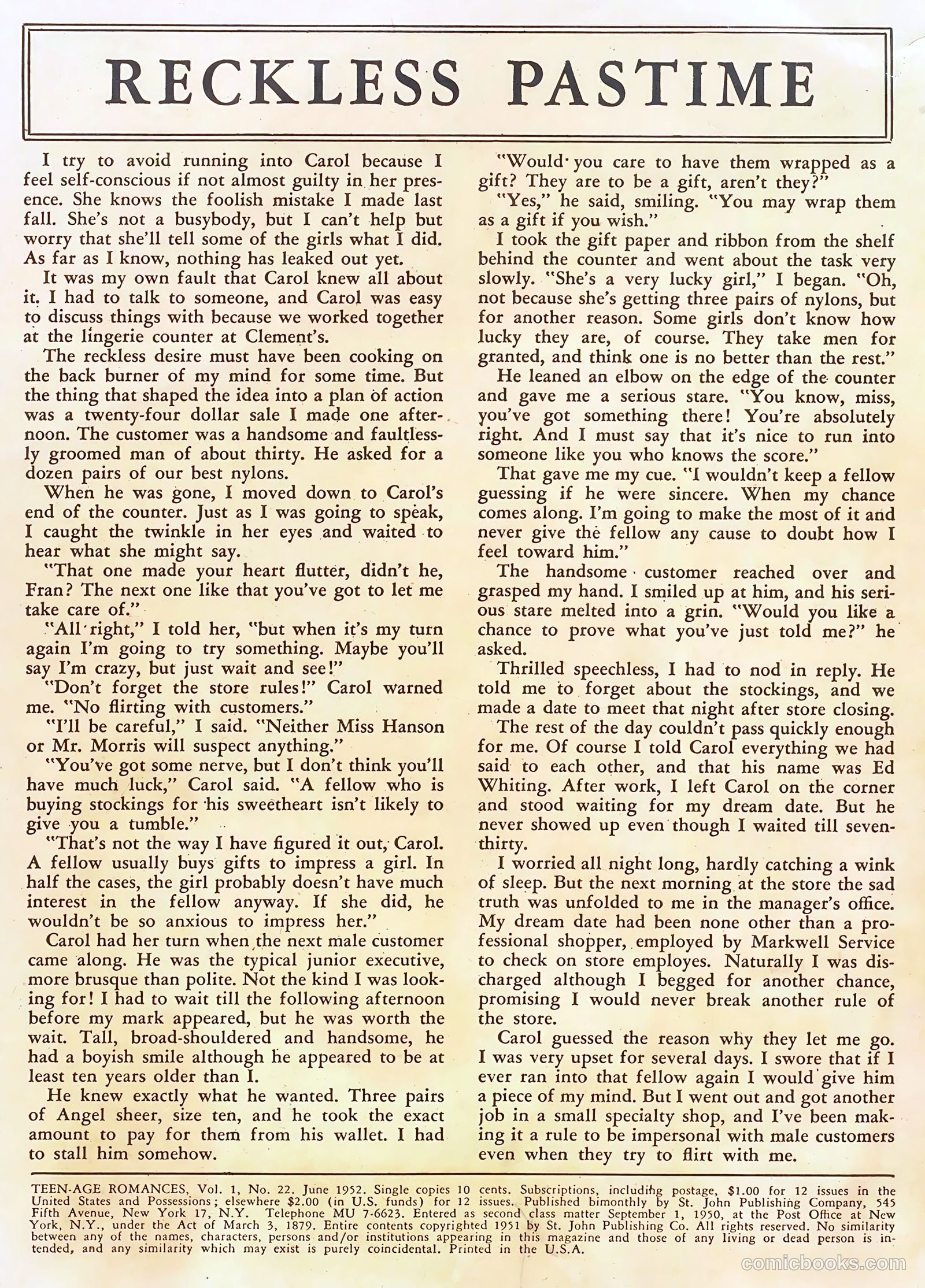 Teen-Age Romances #22 (1952) — page 2 of 37