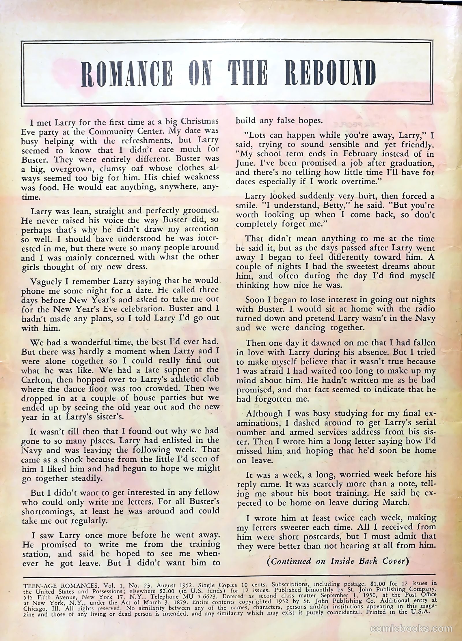 Teen-Age Romances #23 (1952) — page 2 of 36