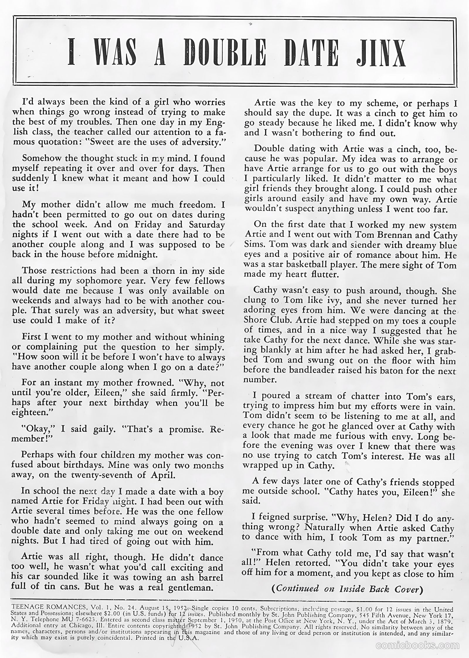 Teen-Age Romances #24 (1952) — page 2 of 37