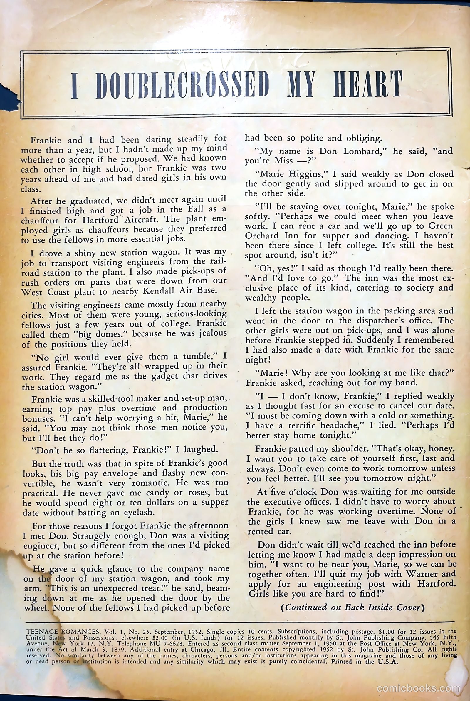 Teen-Age Romances #25 (1952) — page 2 of 36