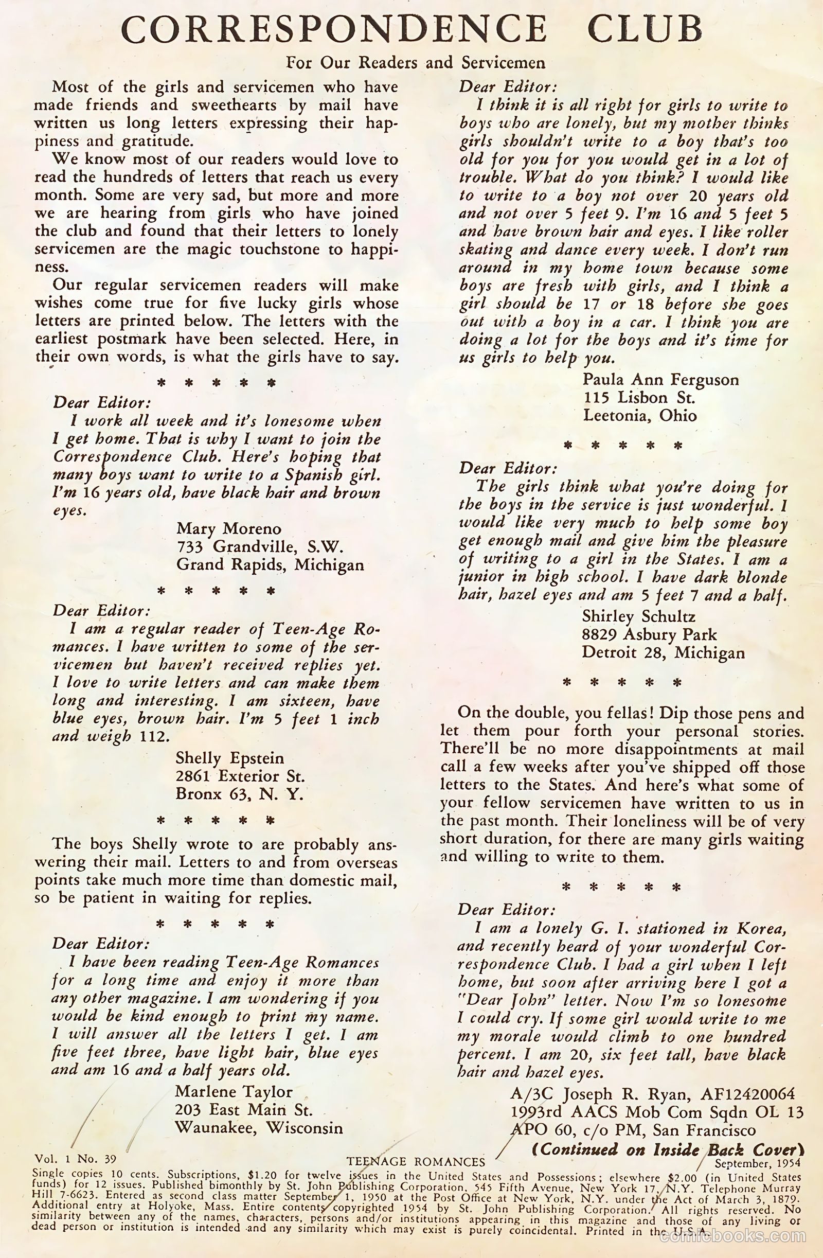 Teen-Age Romances #39 (1954) — page 2 of 36