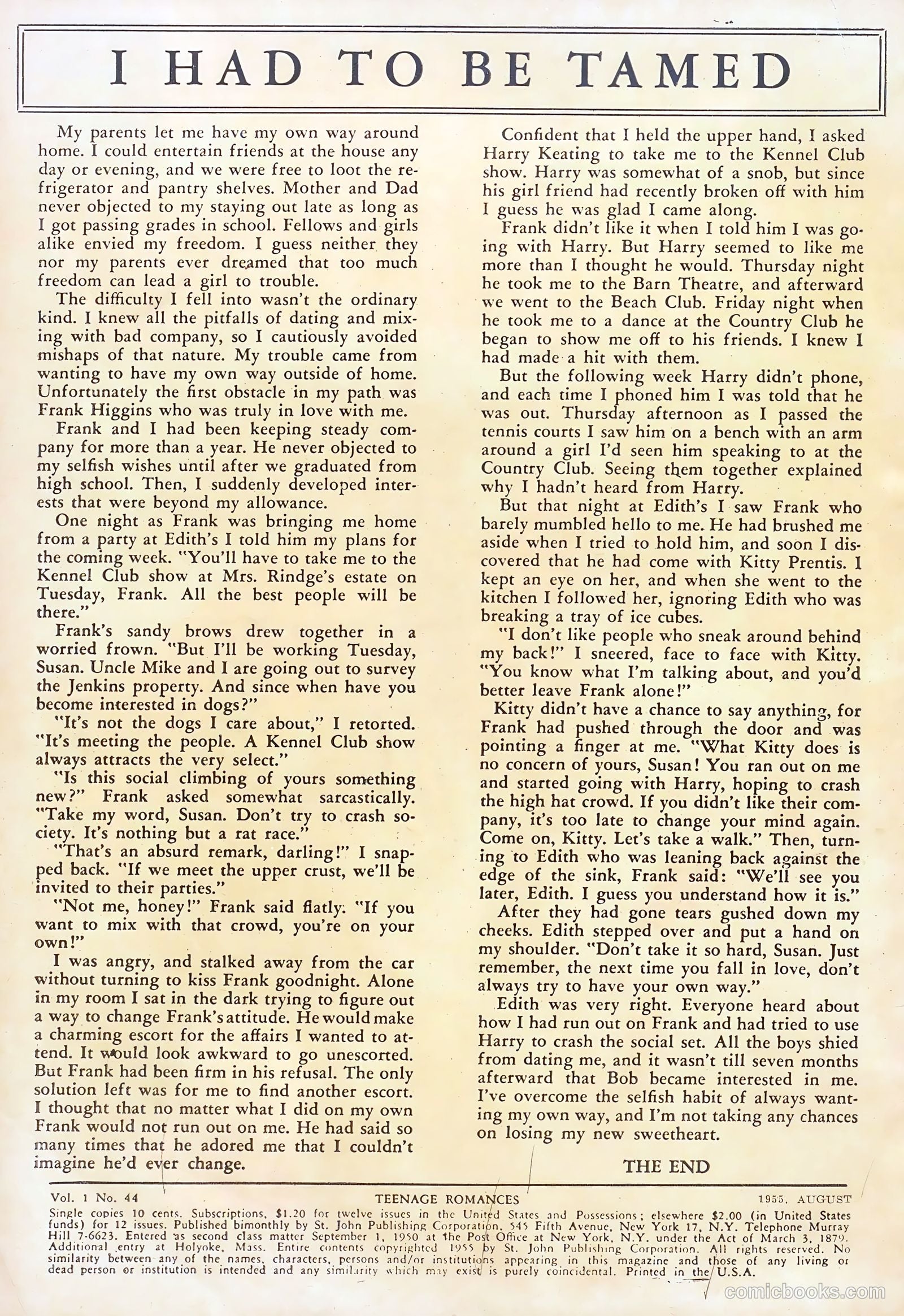 Teen-Age Romances #44 (1955) — page 2 of 36