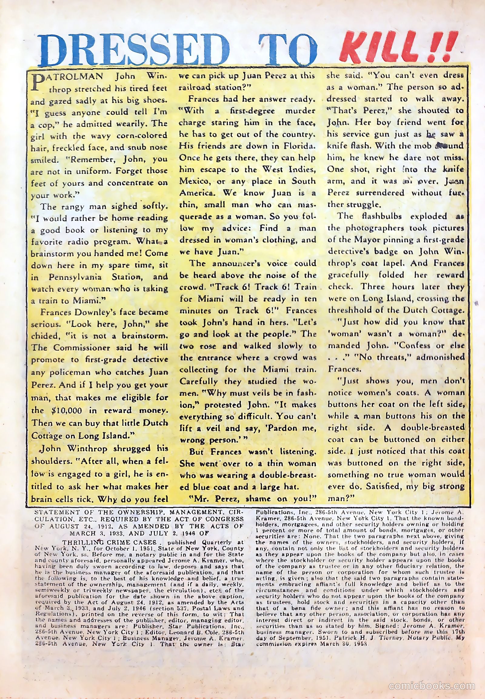 Thrilling Crime Cases #48 (1952) — page 23 of 36