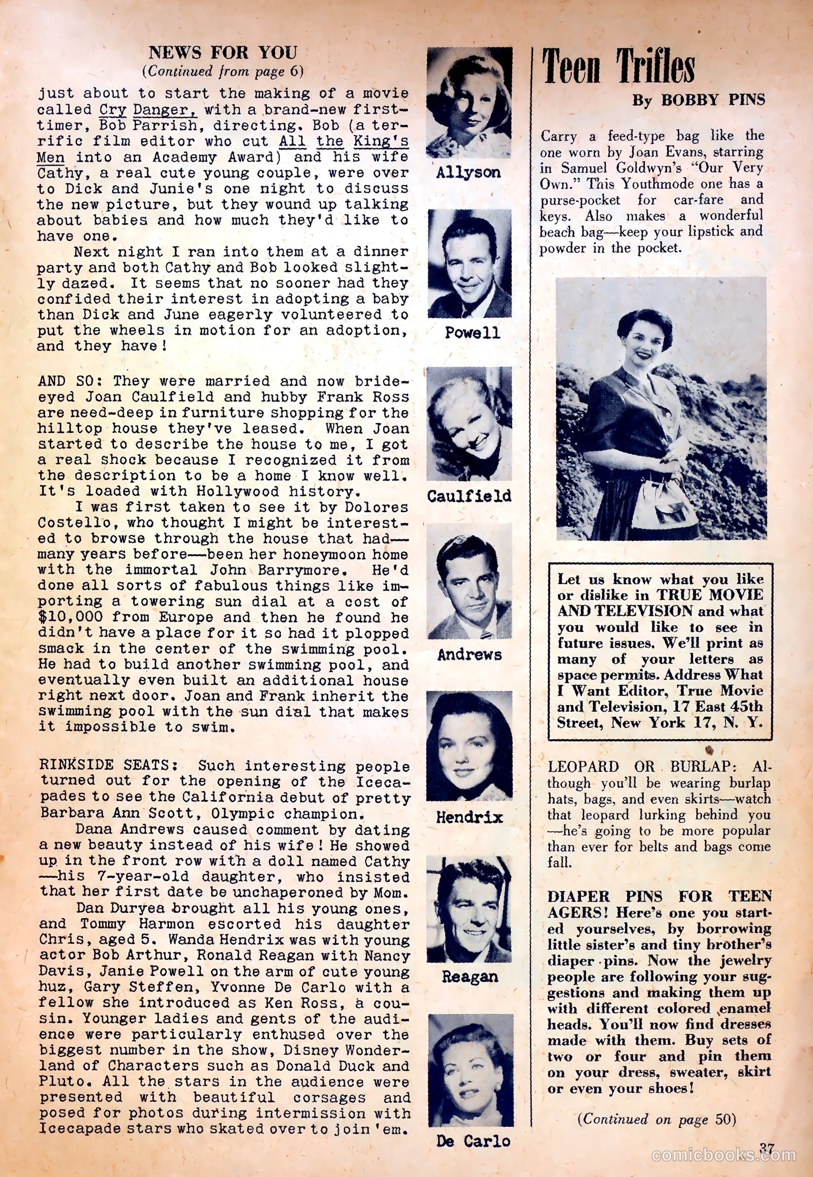 True Movie and Television #1 (1950) — page 37 of 52