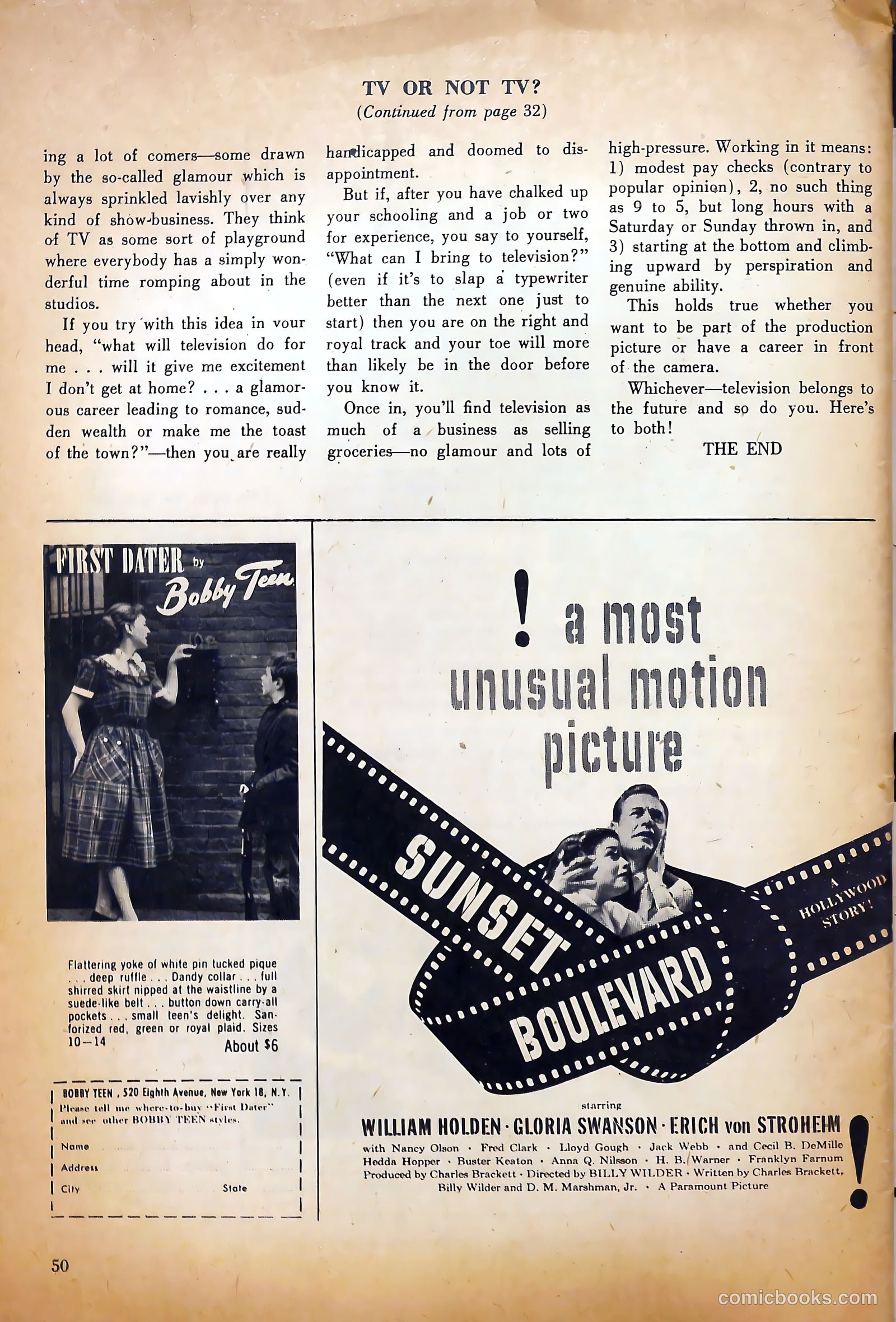 True Movie and Television #2 (1950) — page 50 of 52