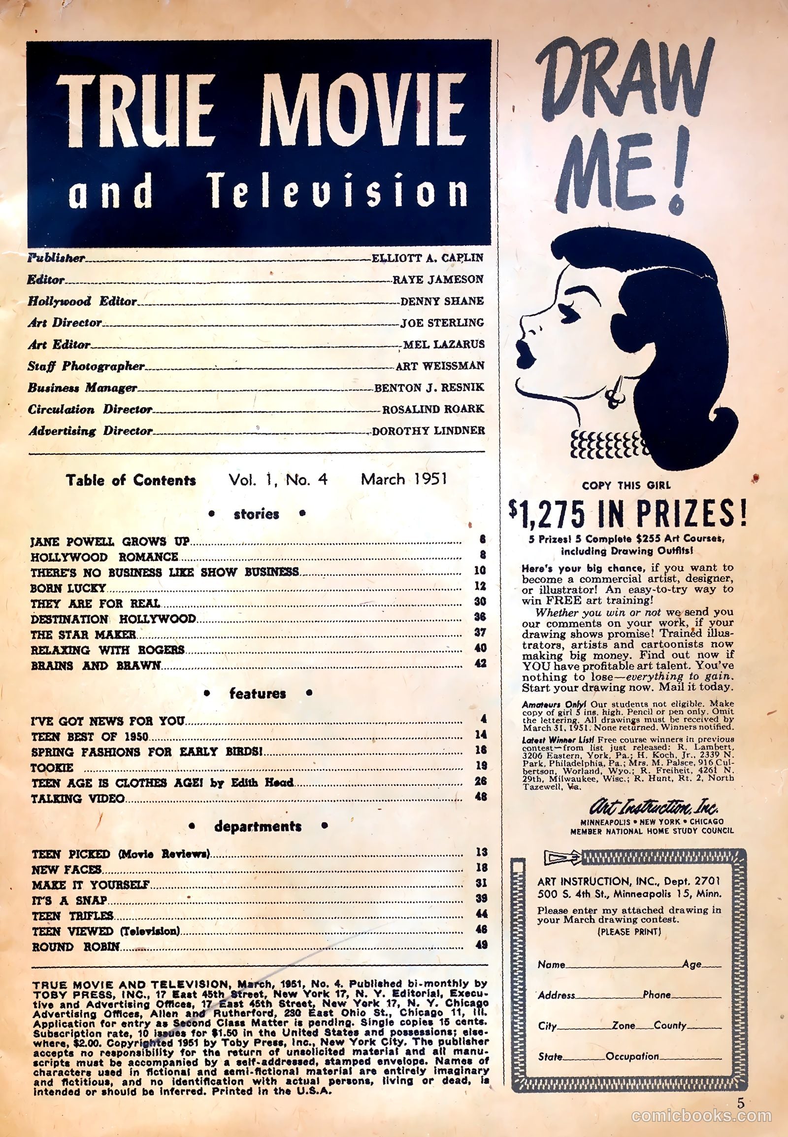 True Movie and Television #4 (1951) — page 5 of 52
