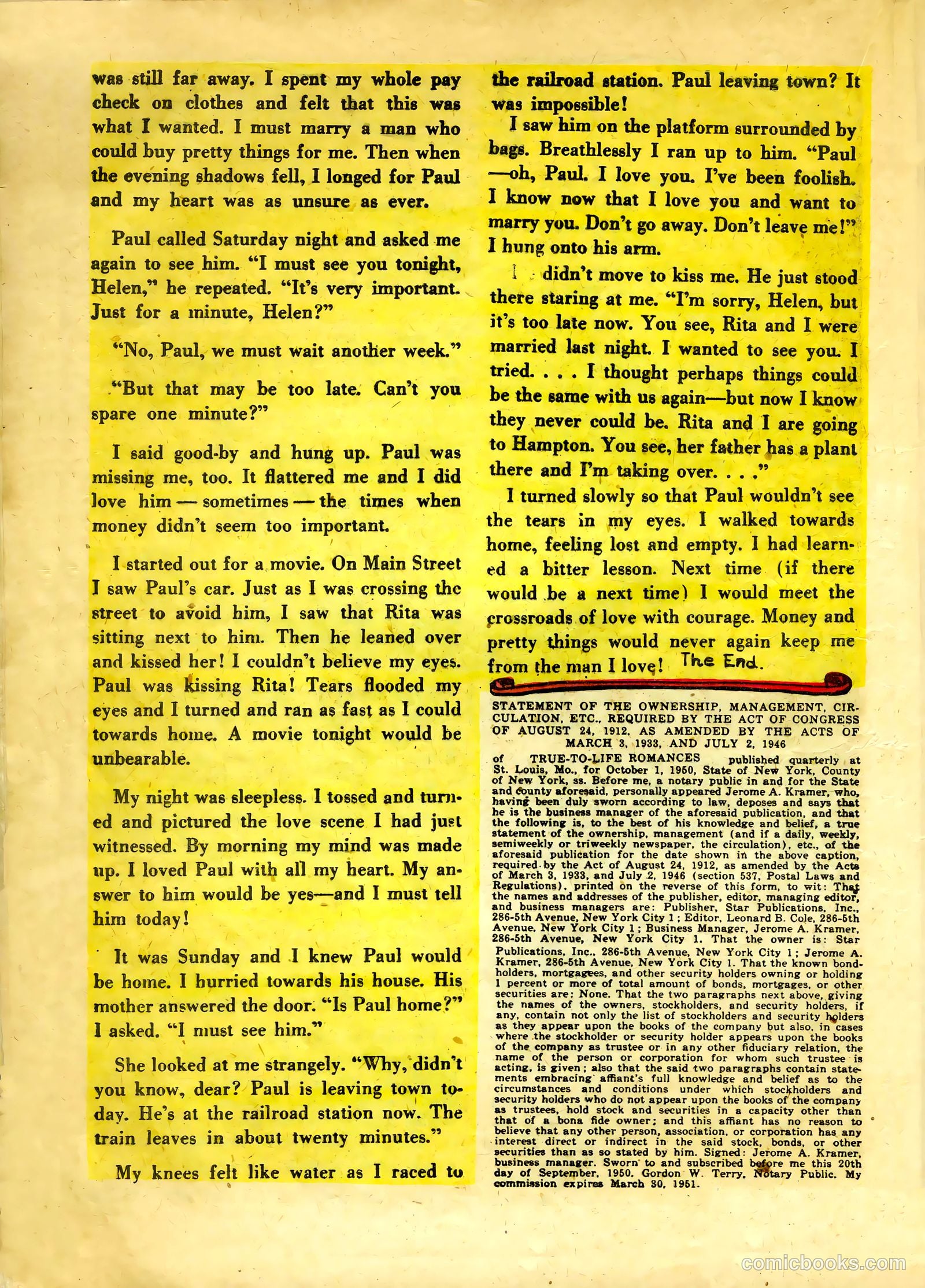 True-to-Life Romances #7 (1951) — page 14 of 36