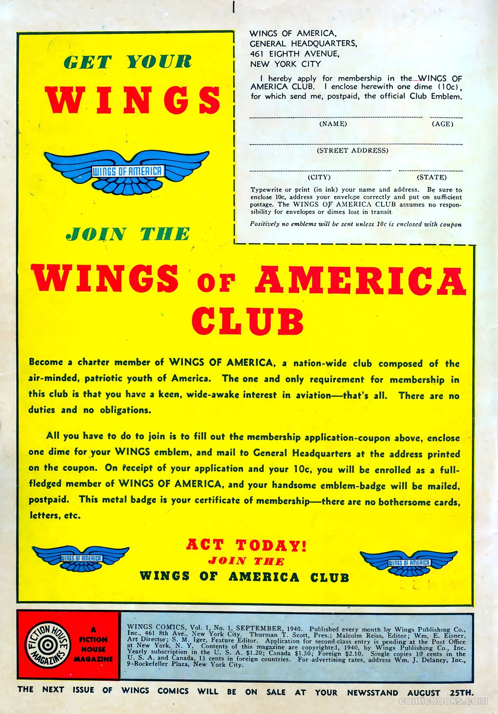 Wings Comics #1 (1940) — page 2 of 68