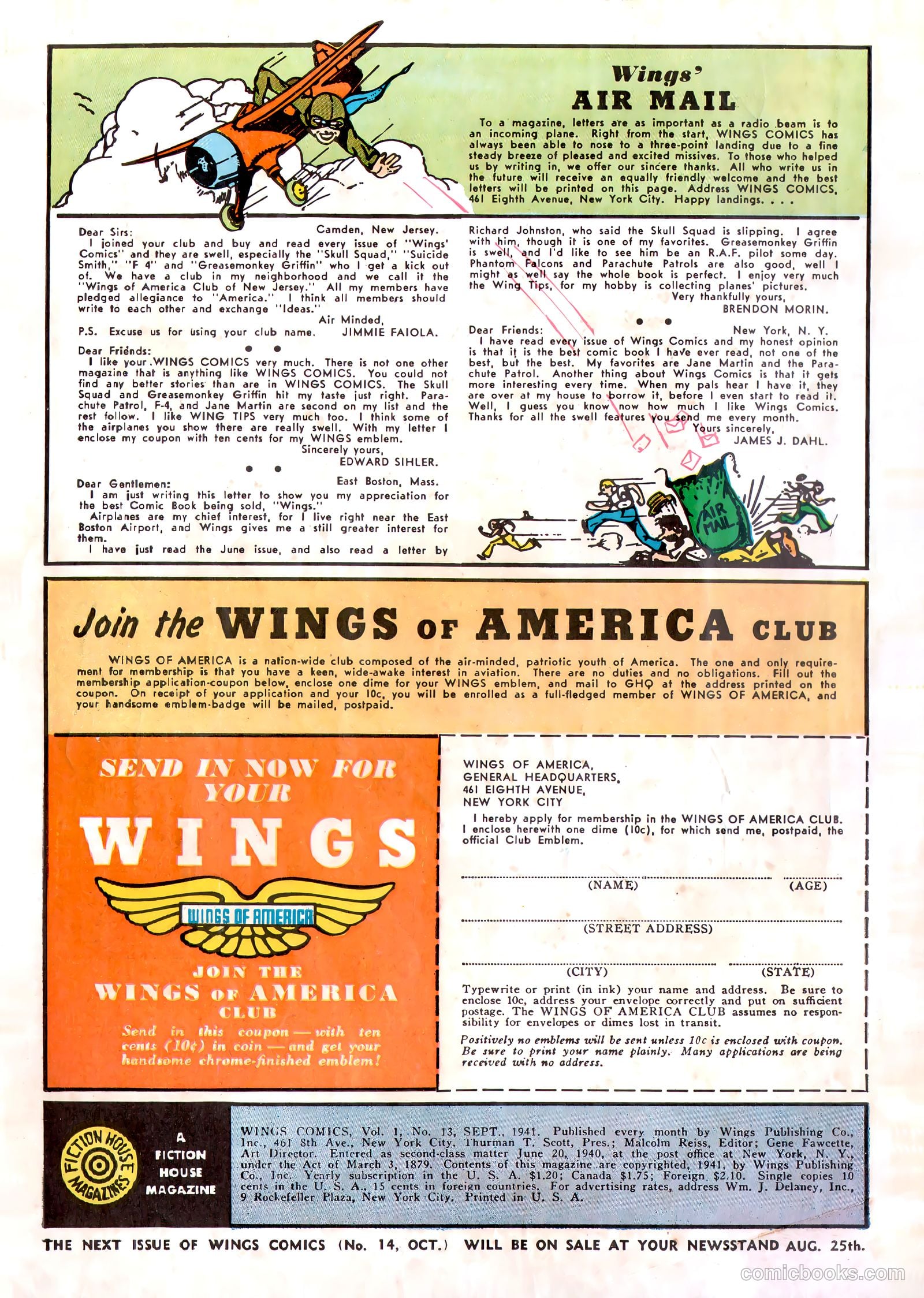 Wings Comics #13 (1941) — page 2 of 68