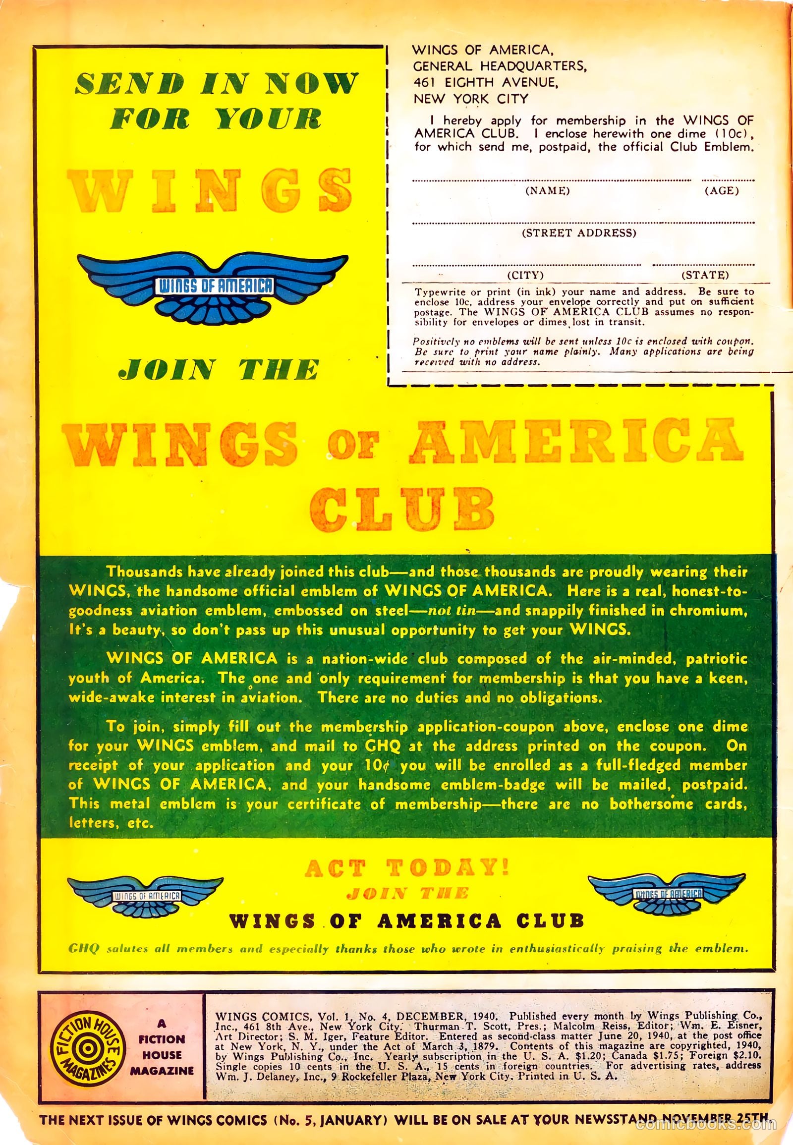 Wings Comics #4 (1940) — page 2 of 68