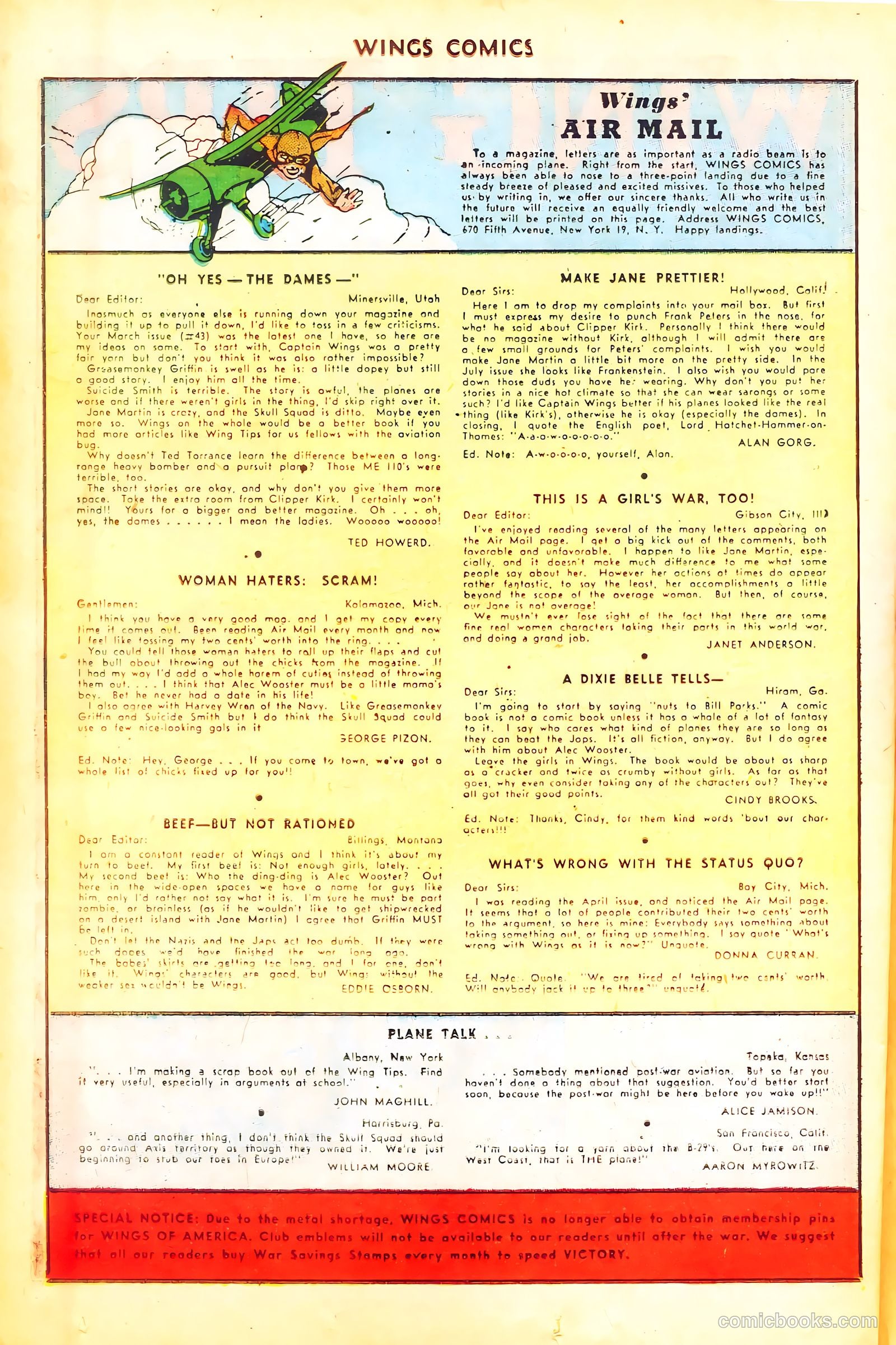 Wings Comics #51 (1944) — page 36 of 52